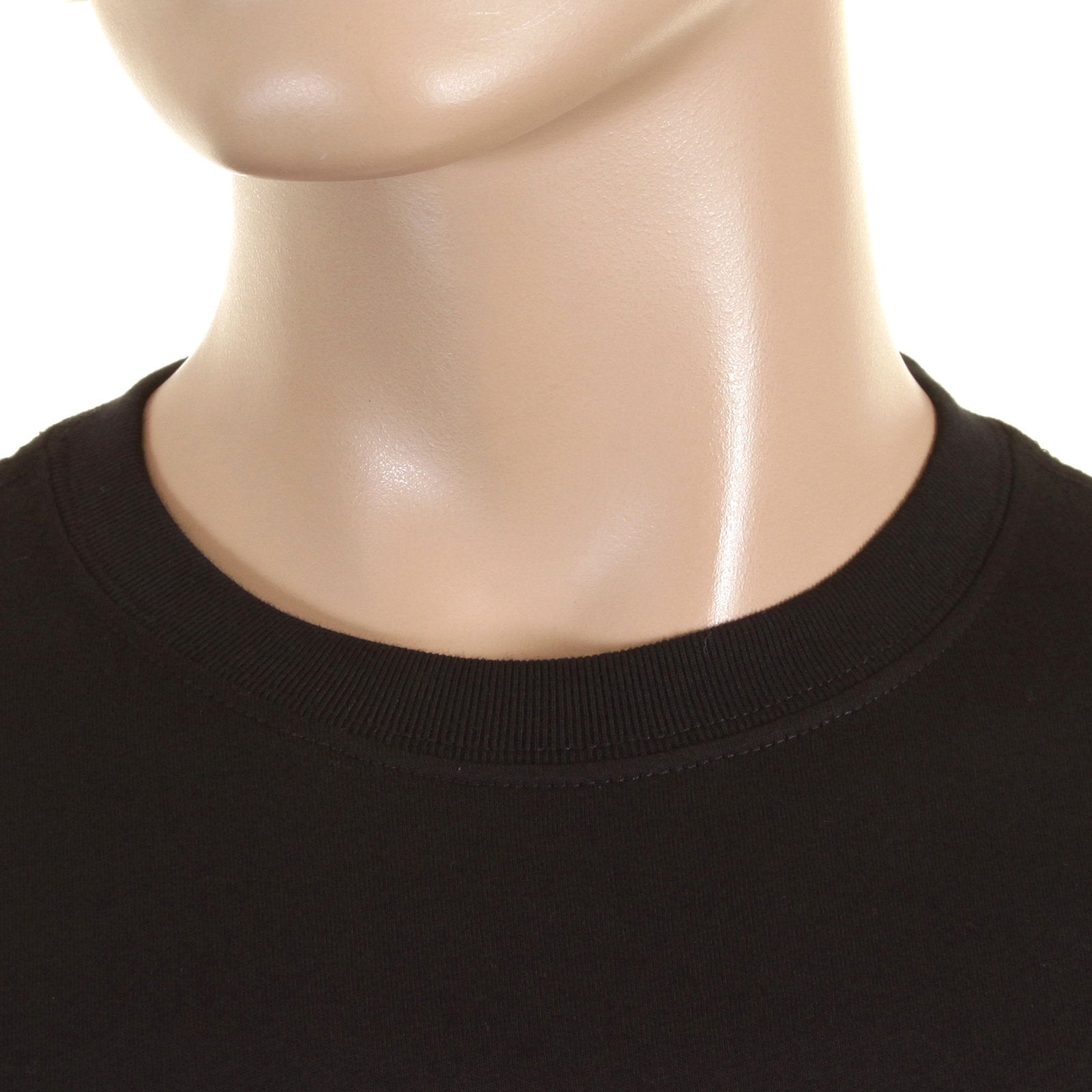 RMC JEANS BLACK RIBBED CREWNECK REGULAR FIT RQT11067 SHORT SLEEVE FBI PRINTED COTTON T-SHIRT REDM0993