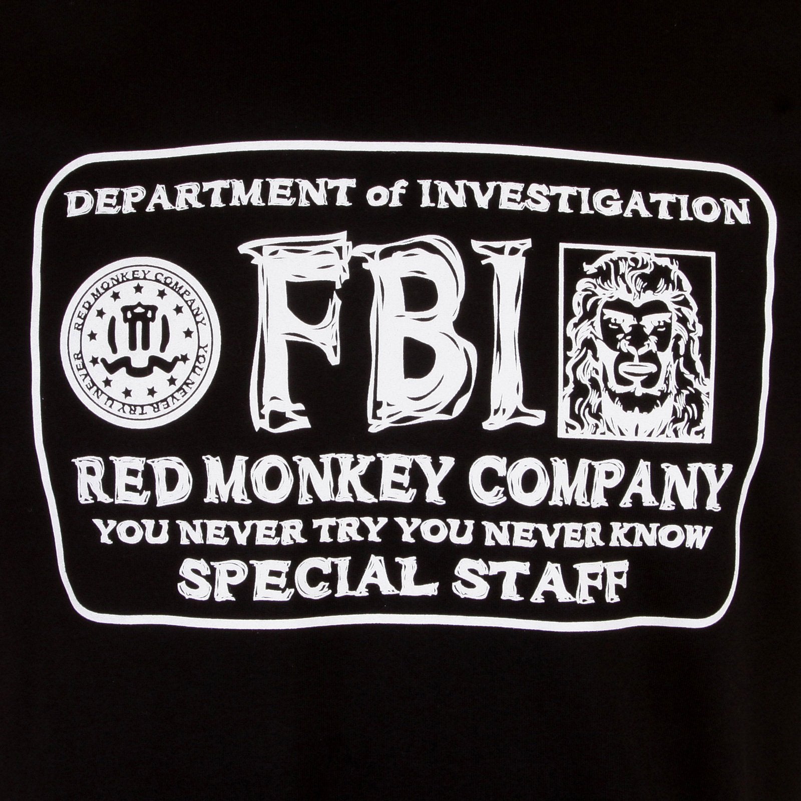 RMC JEANS BLACK RIBBED CREWNECK REGULAR FIT RQT11067 SHORT SLEEVE FBI PRINTED COTTON T-SHIRT REDM0993