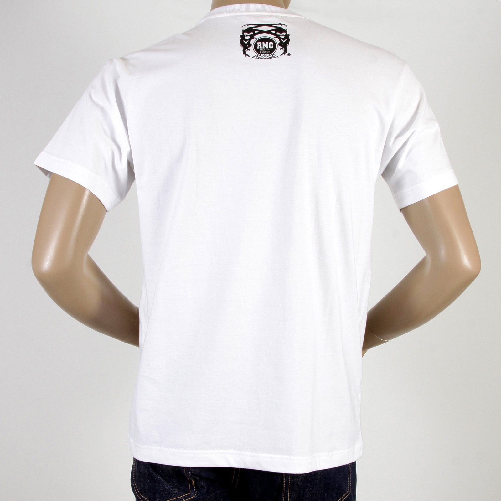 RMC JEANS WHITE COTTON RQT11067 FBI PRINTED REGULAR FIT CREW NECK T SHIRT REDM0994