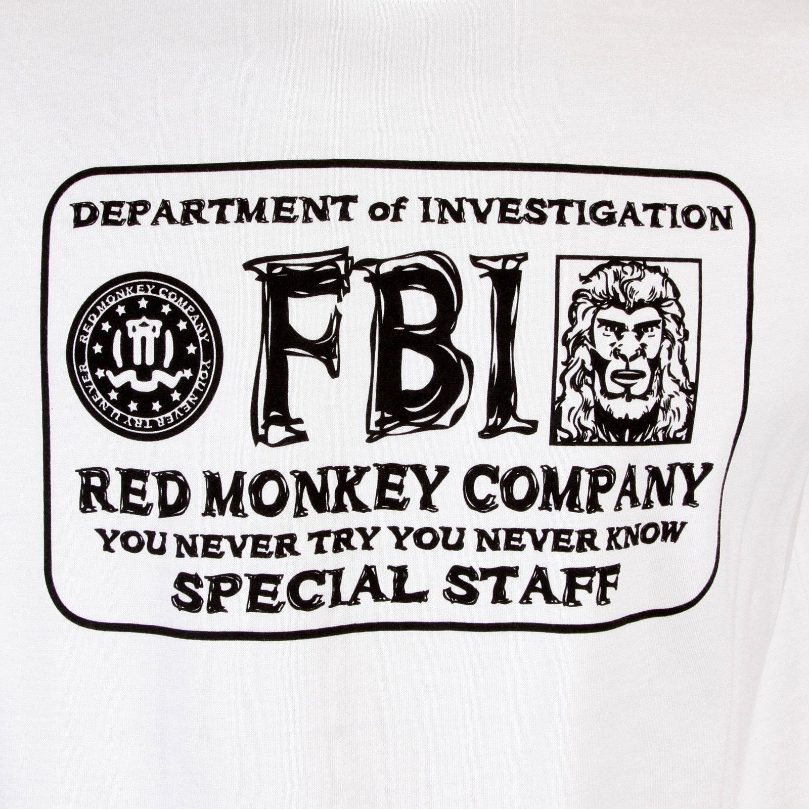 RMC JEANS WHITE COTTON RQT11067 FBI PRINTED REGULAR FIT CREW NECK T SHIRT REDM0994