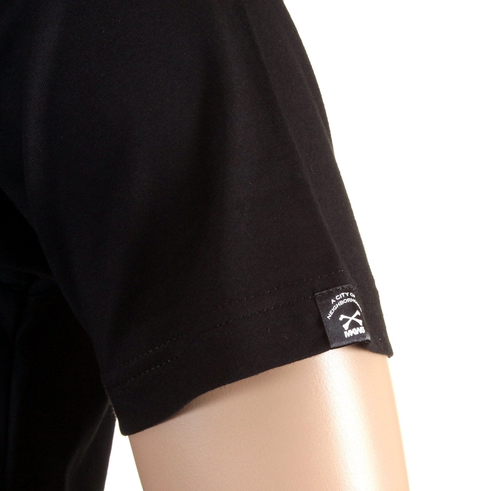RMC JEANS CREW NECK RQT1076 REGULAR FIT SHORT SLEEVED BLACK T SHIRT WITH TIGER PLANE PRINT REDM0968