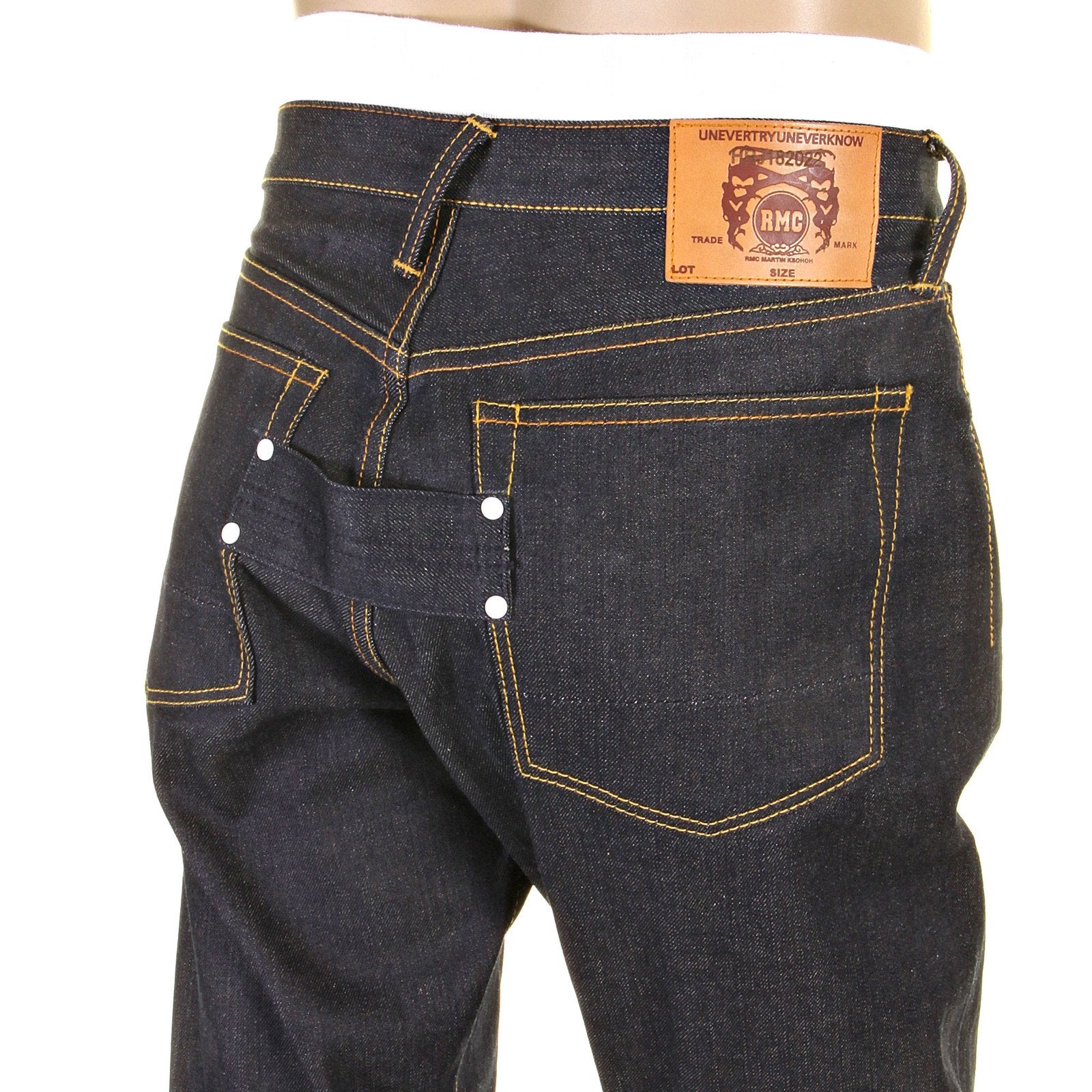 RMC JEANS VINTAGE 1002 FIT SUPER EXCLUSIVE DARK INDIGO RAW UNWASHED DRY DENIM JEANS FOR MEN REDM2275