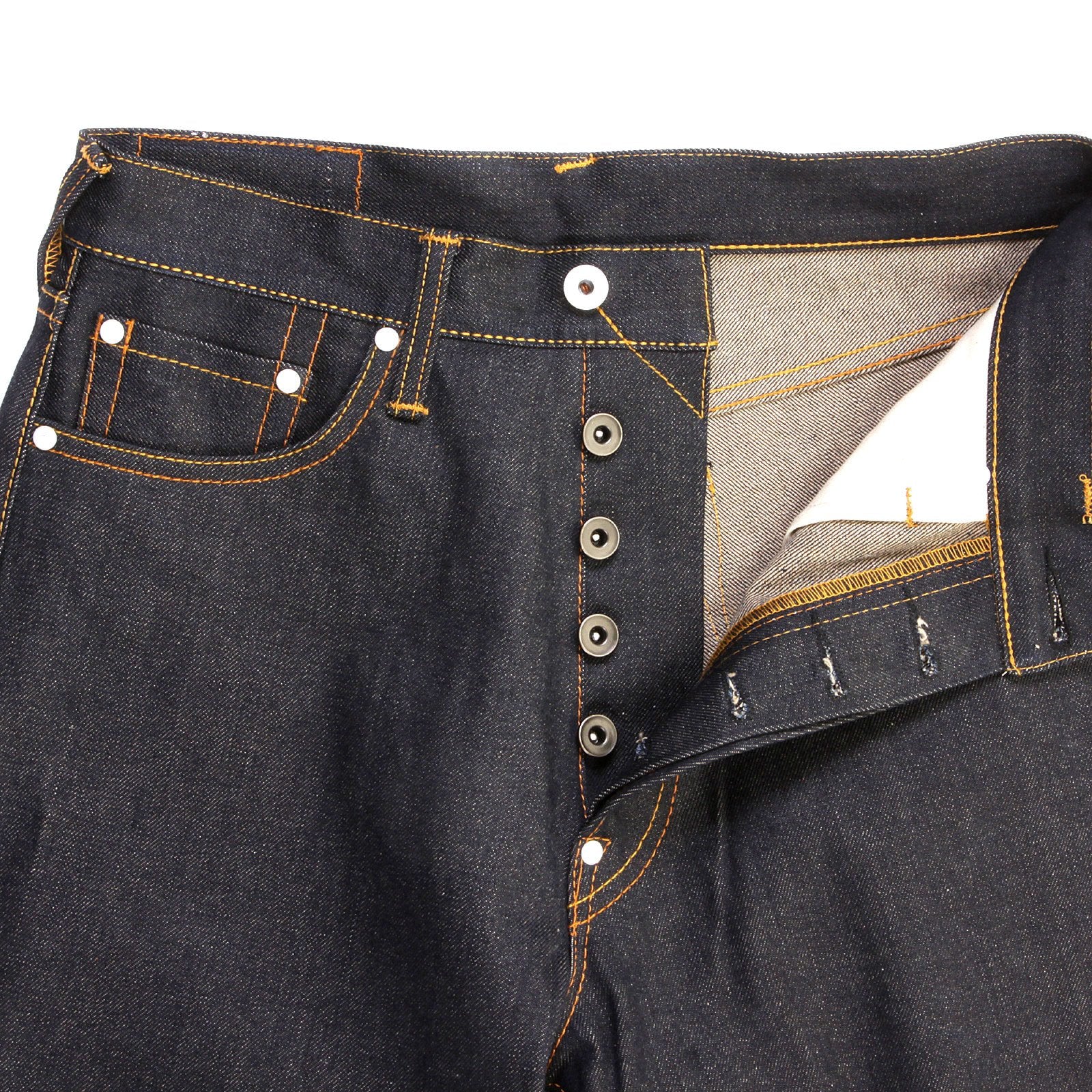 RMC MARTIN KSOHOH RAW UNWASHED VINTAGE FINISHED DRY DENIM JEANS IN DARK INDIGO REDM2285