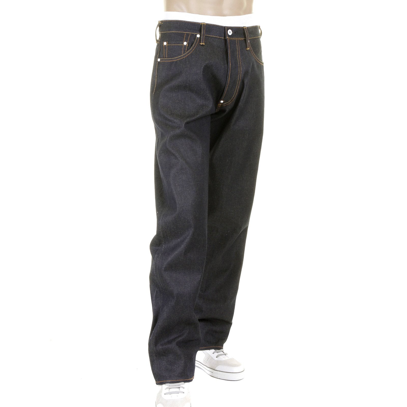 RMC MARTIN KSOHOH RAW UNWASHED VINTAGE FINISHED DRY DENIM JEANS IN DARK INDIGO REDM2285
