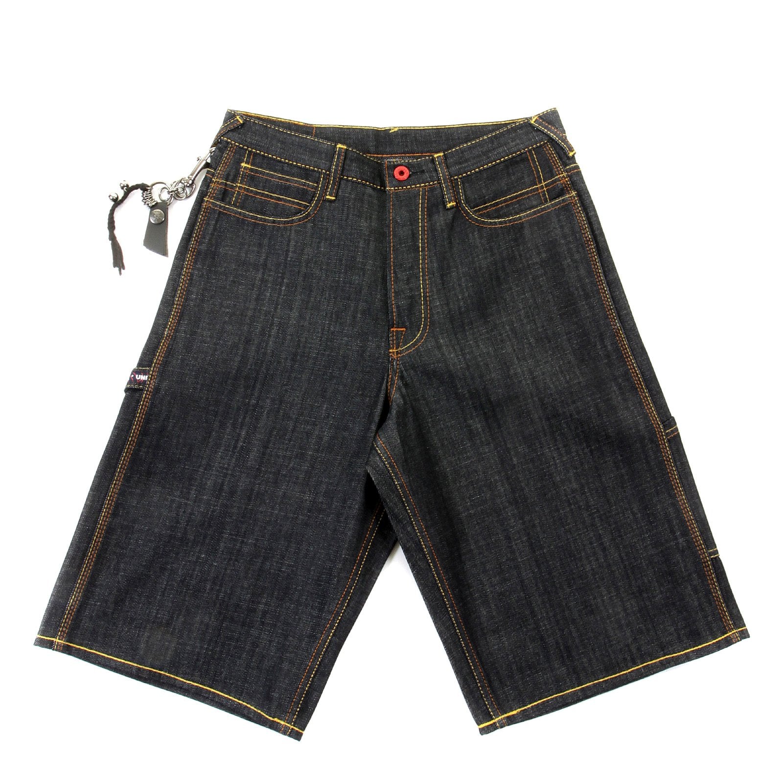 RMC JEANS 100% COTTON LOGOA MENS CARGO DENIM SHORTS WITH SUPER EXCLUSIVE RED PAINTED LOGO REDM3732