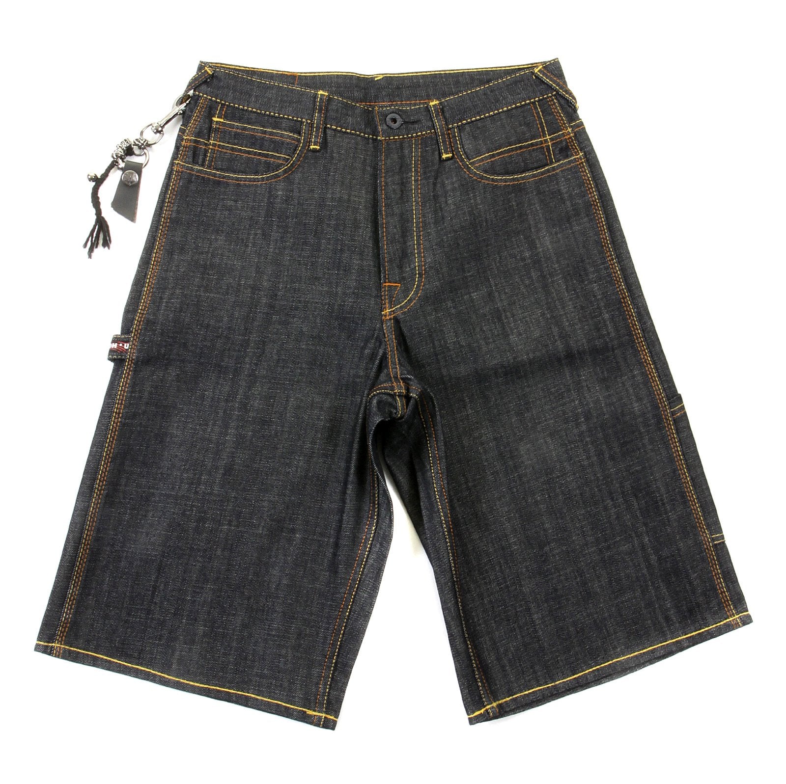 RMC JEANS LOGOA MENS CARGO DENIM SHORTS WITH SUPER EXCLUSIVE BLUE PAINTED LOGO REDM3733