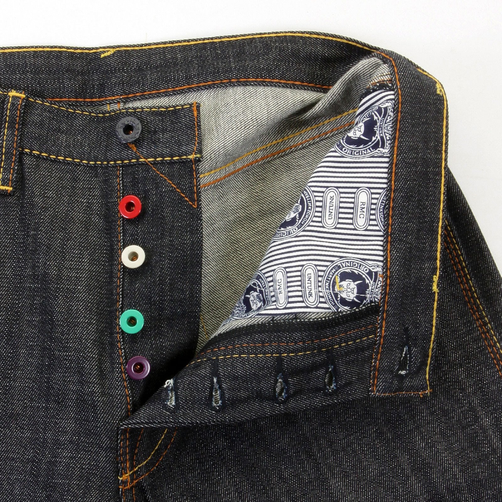 RMC JEANS LOGOA MENS CARGO DENIM SHORTS WITH SUPER EXCLUSIVE BLUE PAINTED LOGO REDM3733