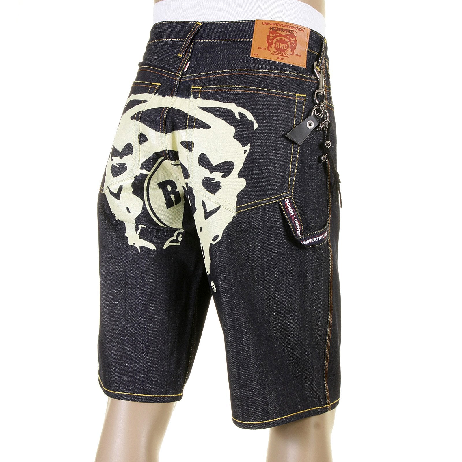 RMC JEANS 100% COTTON MENS CARGO DENIM SHORTS WITH SUPER EXCLUSIVE OFF WHITE PAINTED LOGO REDM3734