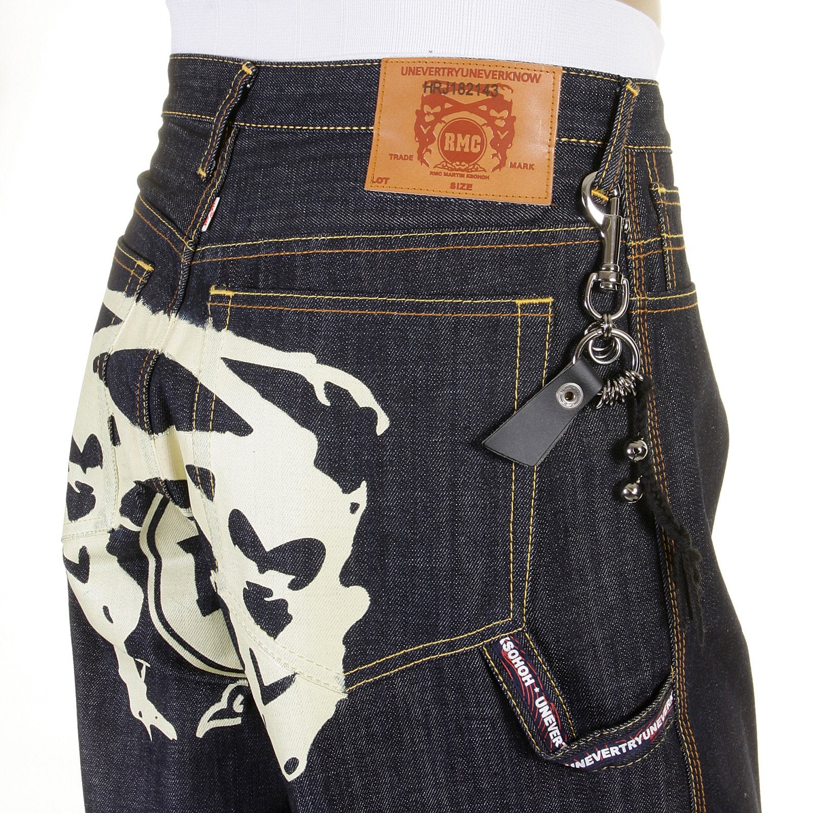RMC JEANS 100% COTTON MENS CARGO DENIM SHORTS WITH SUPER EXCLUSIVE OFF WHITE PAINTED LOGO REDM3734