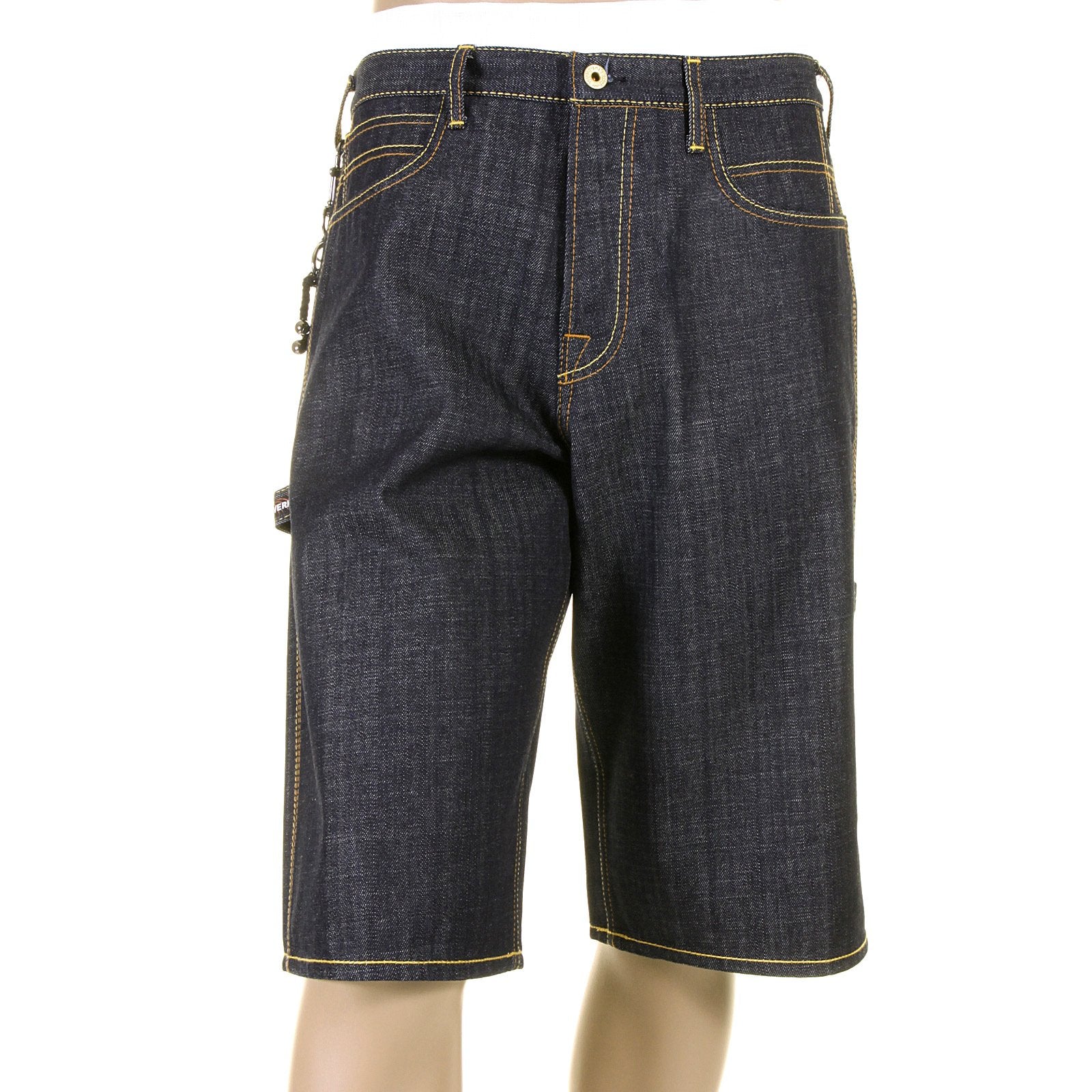 RMC JEANS LOGOA 100% COTTON MENS CARGO DENIM SHORTS WITH SUPER EXCLUSIVE YELLOW PAINTED LOGO REDM3735