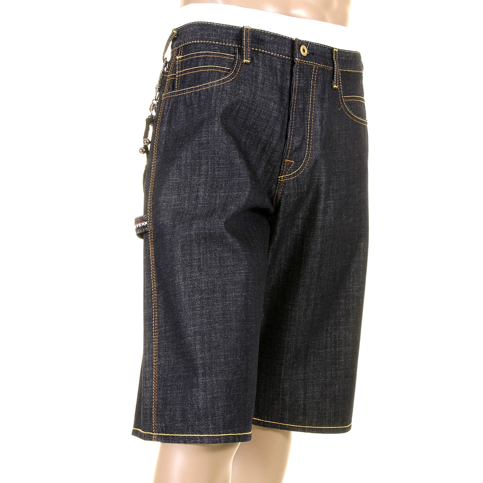 RMC JEANS LOGOA 100% COTTON MENS CARGO DENIM SHORTS WITH SUPER EXCLUSIVE YELLOW PAINTED LOGO REDM3735