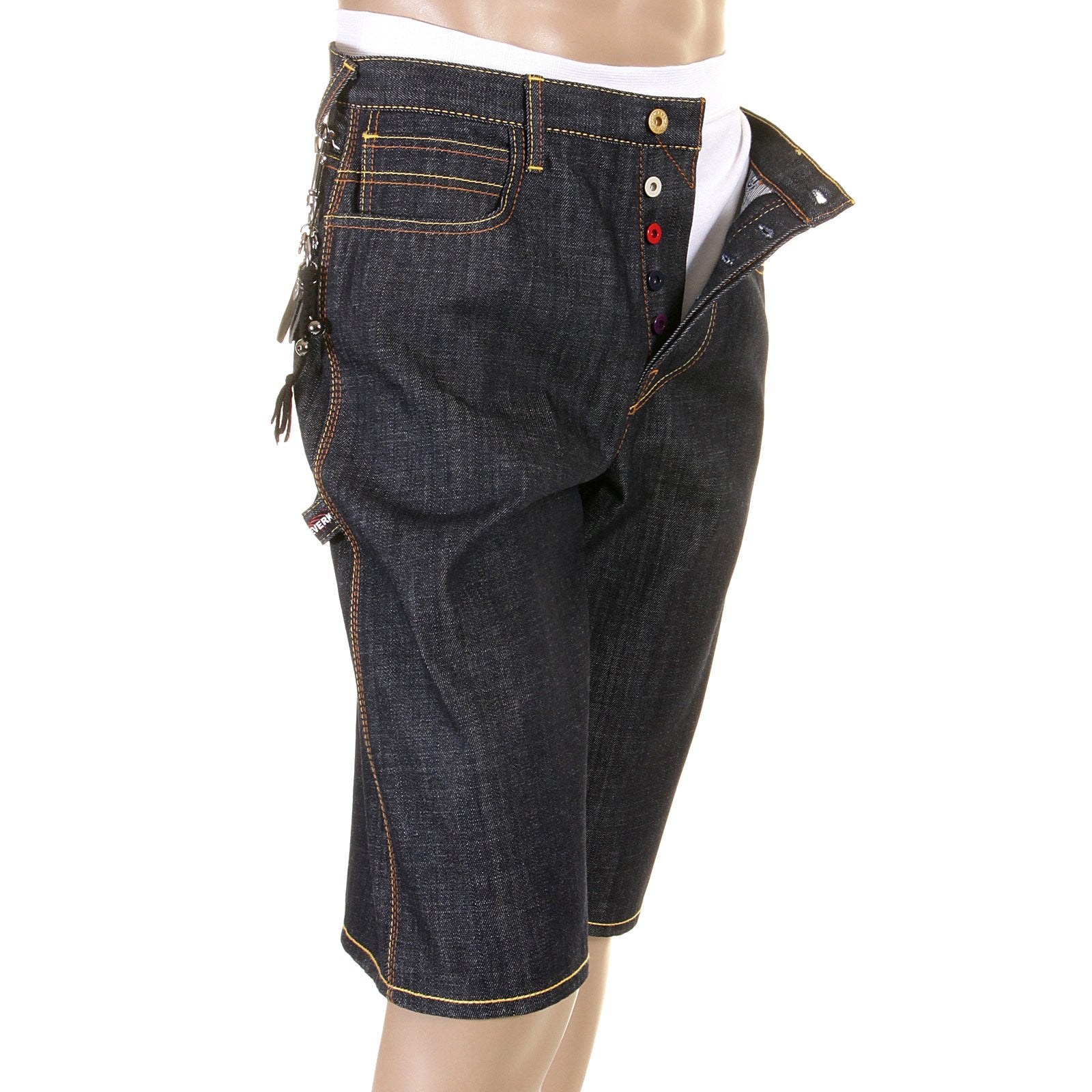 RMC JEANS LOGOA 100% COTTON MENS CARGO DENIM SHORTS WITH SUPER EXCLUSIVE YELLOW PAINTED LOGO REDM3735