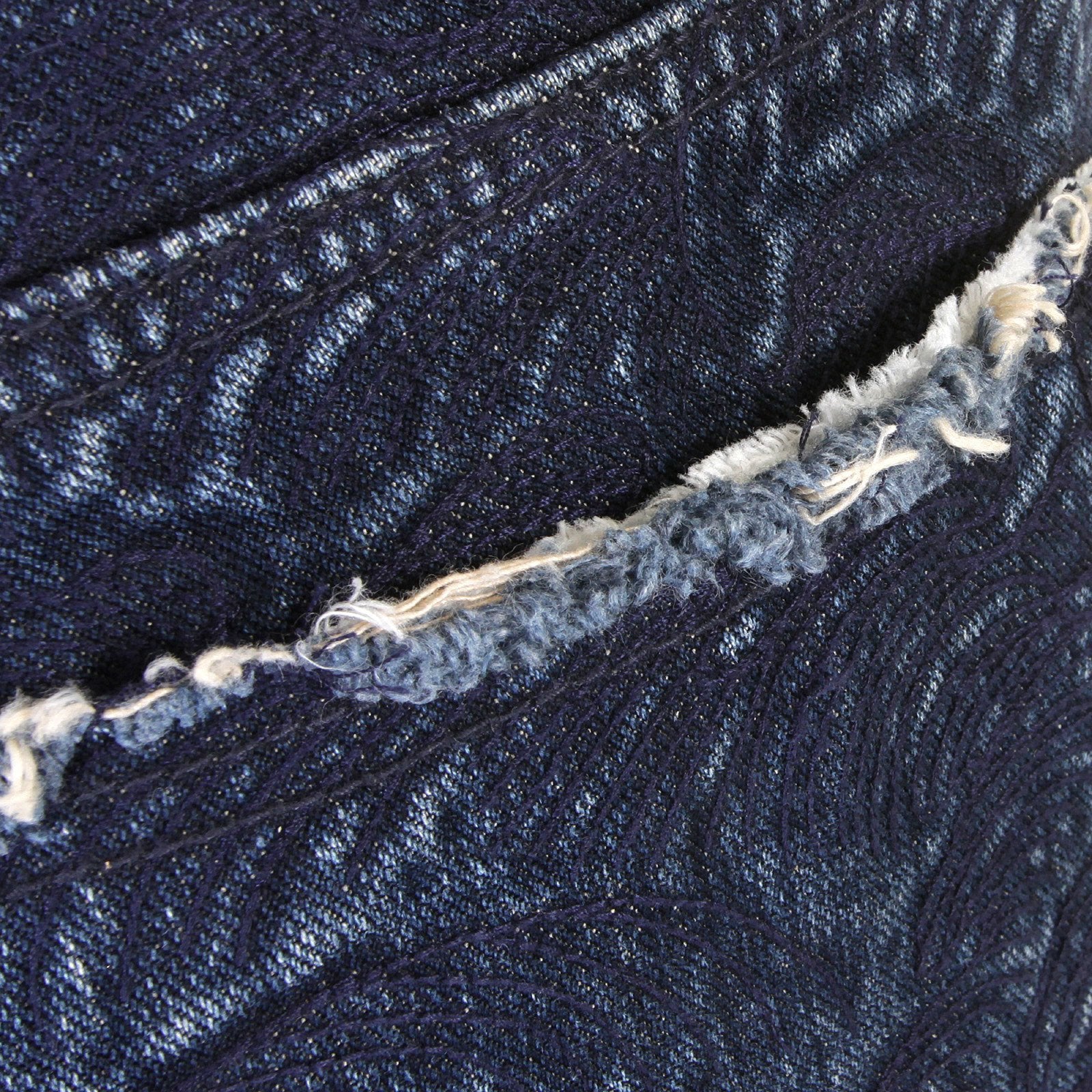 RMC JEANS GENUINE SELVEDGE DENIM SHORTS WITH SUPER EXCLUSIVE DARK BLUE TSUNAMI WAVE EMBROIDERY REDM3739