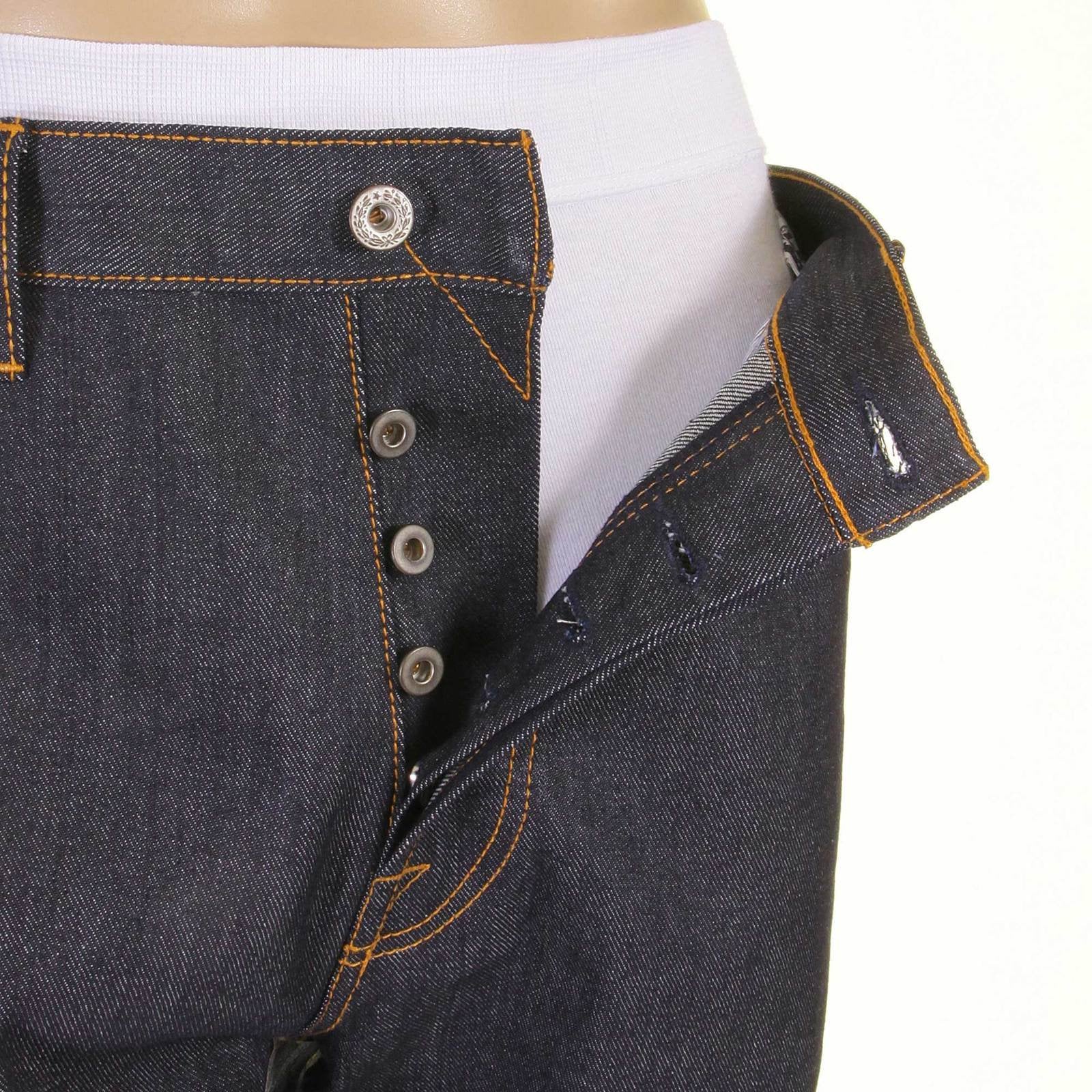 RMC SUPER EXCLUSIVE YELLOW HAND PAINTED DARK INDIGO SLIM CUT 1001 MODEL RAW DENIM JEANS FOR MEN REDM5648
