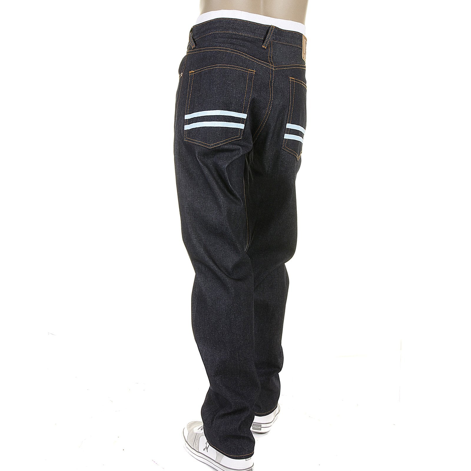 RMC MARTIN KSOHOH SLIM CUT 1001 MODEL SKY HAND PAINTED MENS SUPER EXCLUSIVE DARK INDIGO RAW DENIM JEANS REDM5656