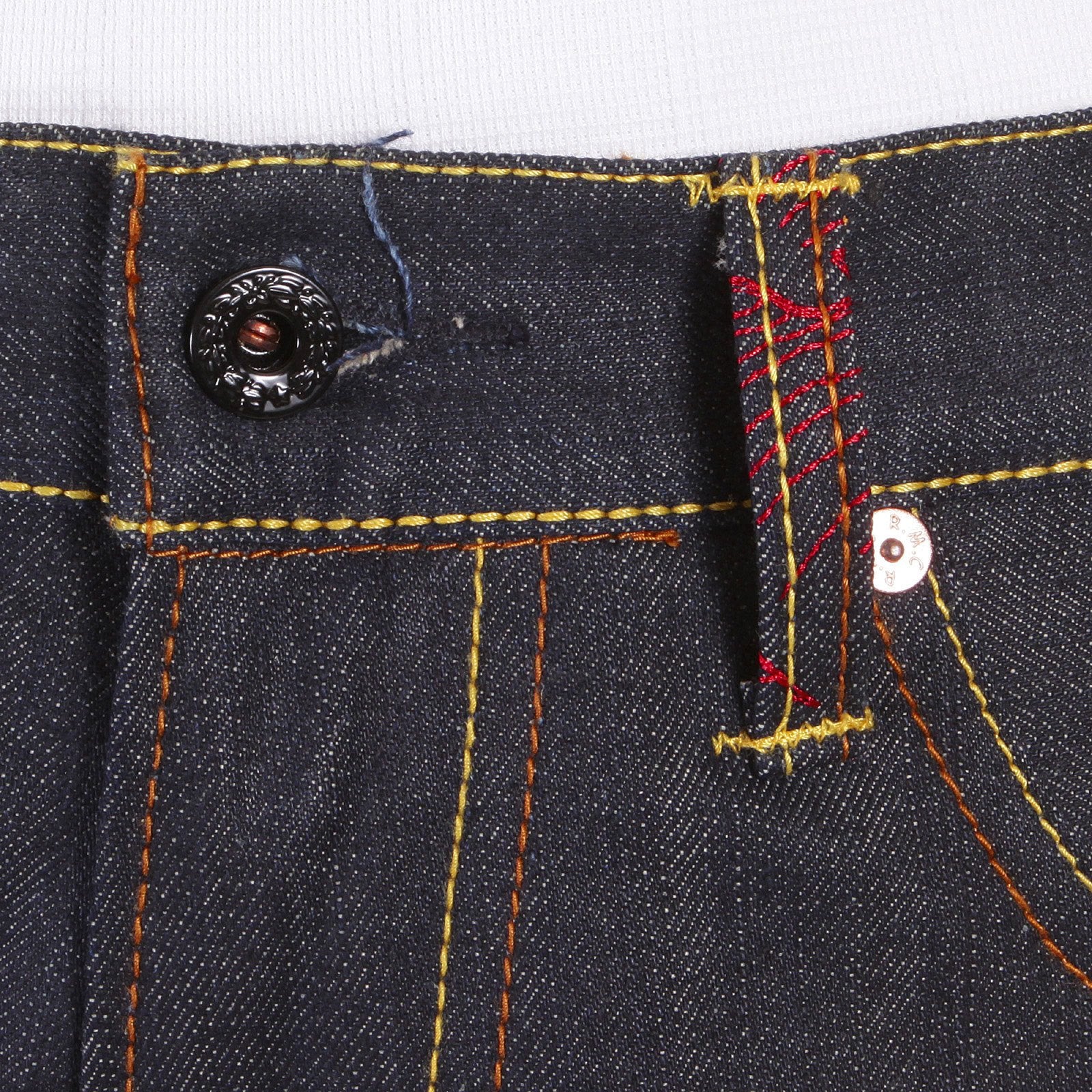 RMC JEANS RARE SCARLET TSUNAMI WAVE FULL BACK EMBROIDERED GENUINE RAW VINTAGE CUT DENIM JEANS REDM6311
