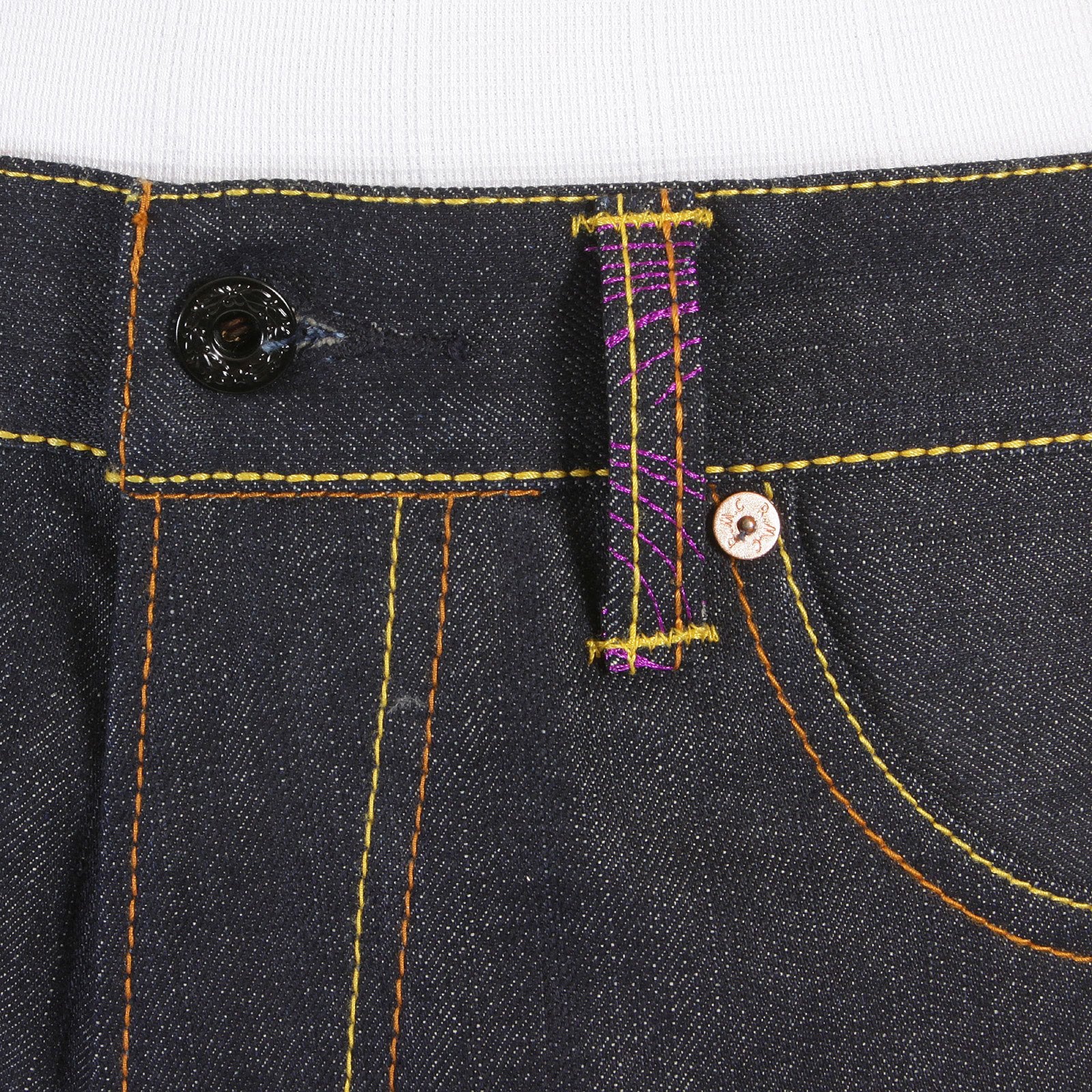RMC JEANS EXCLUSIVE VIOLET TSUNAMI WAVE EMBROIDERED GENUINE RAW VINTAGE CUT DENIM JEANS REDM6312