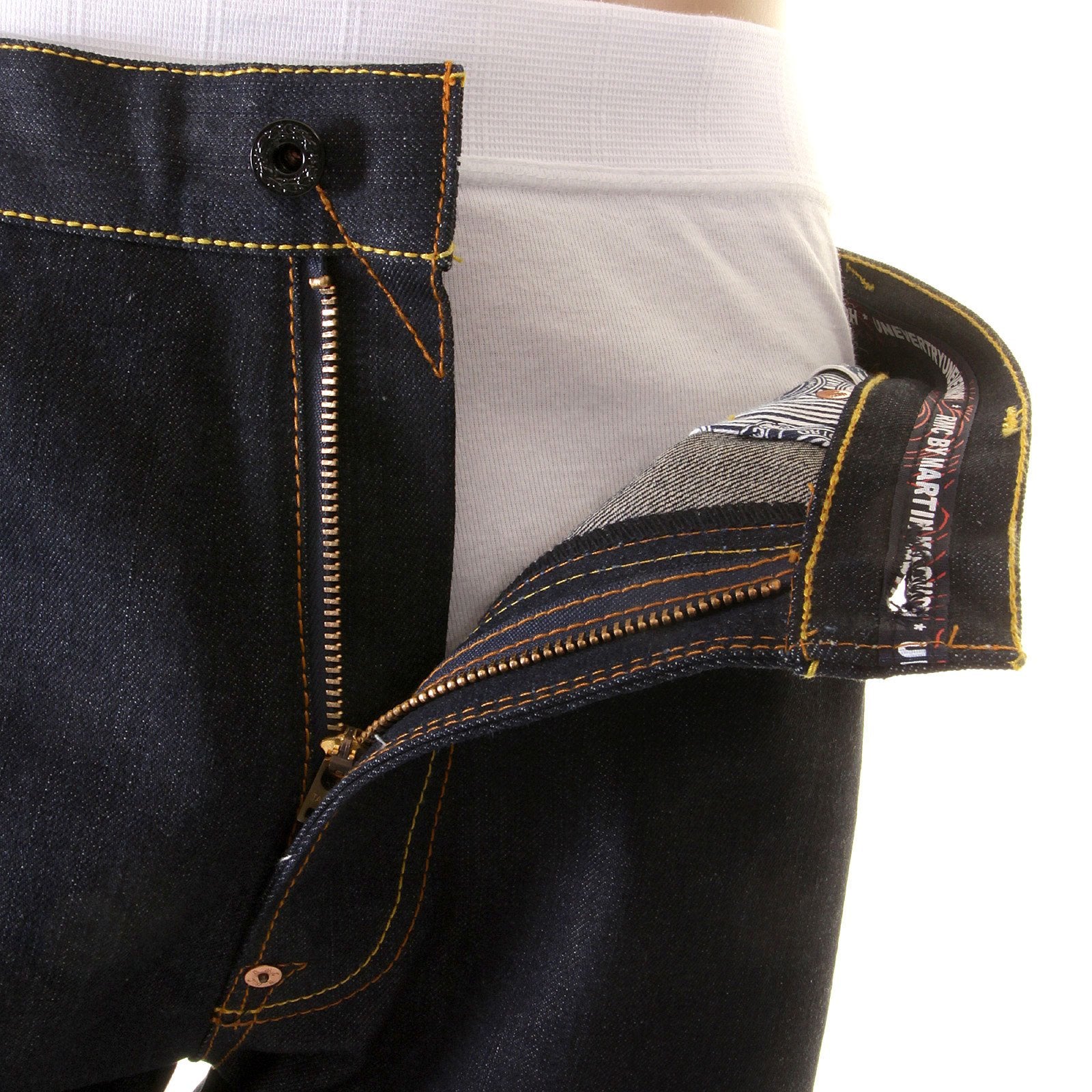 RMC JEANS EXCLUSIVE ENCHANTED PINK TSUNAMI EMBROIDERED GENUINE RAW VINTAGE CUT DENIM JEANS REDM6315