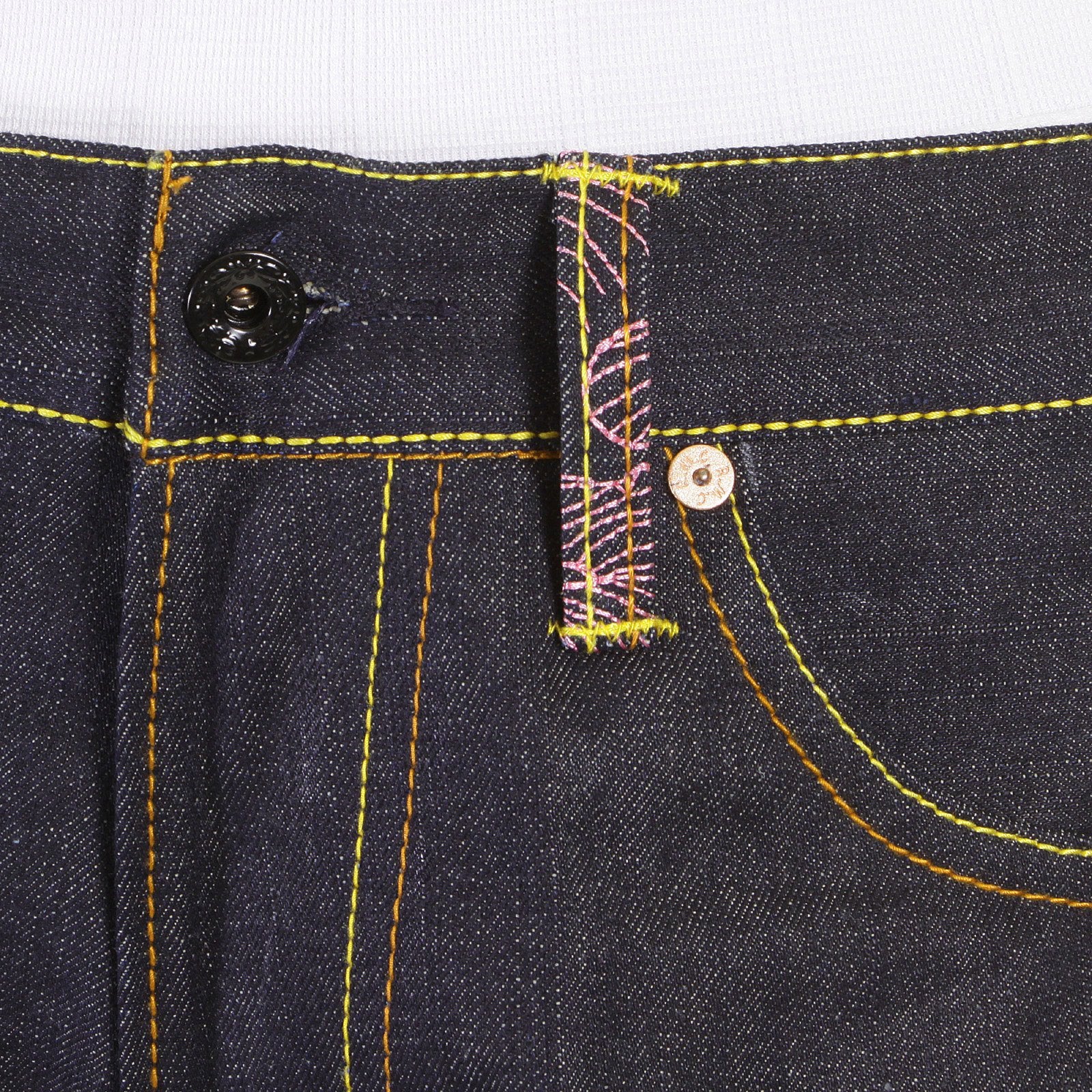 RMC JEANS EXCLUSIVE ENCHANTED PINK TSUNAMI EMBROIDERED GENUINE RAW VINTAGE CUT DENIM JEANS REDM6315
