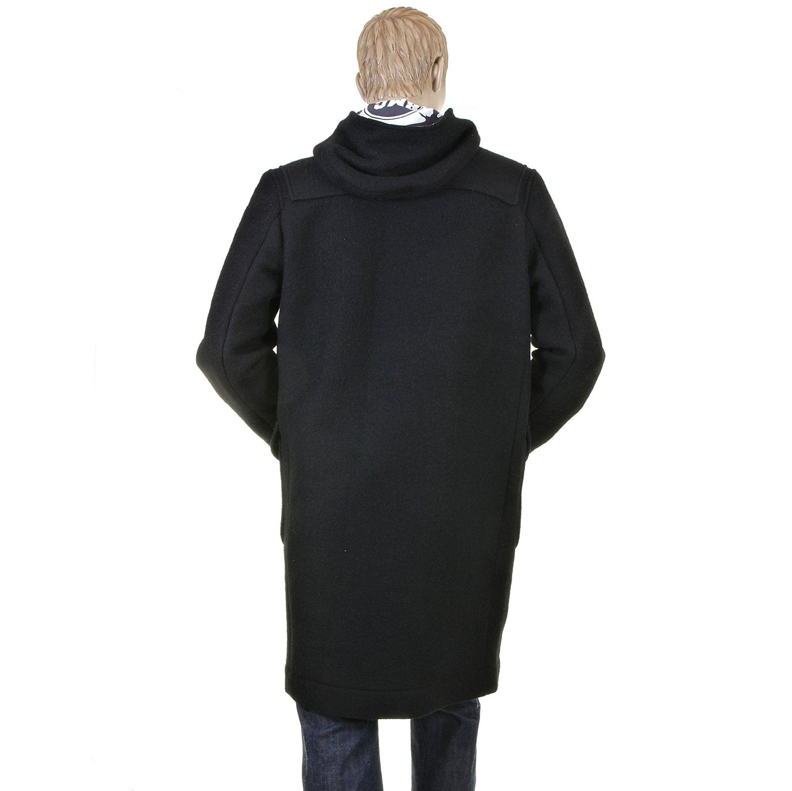 RMC JEANS MENS REGULAR FIT FISHERMANS DUFFLE COAT IN BLACK WOOL RMC2336