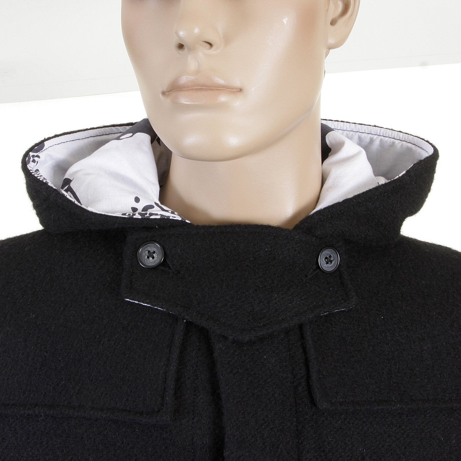 RMC JEANS MENS REGULAR FIT FISHERMANS DUFFLE COAT IN BLACK WOOL RMC2336