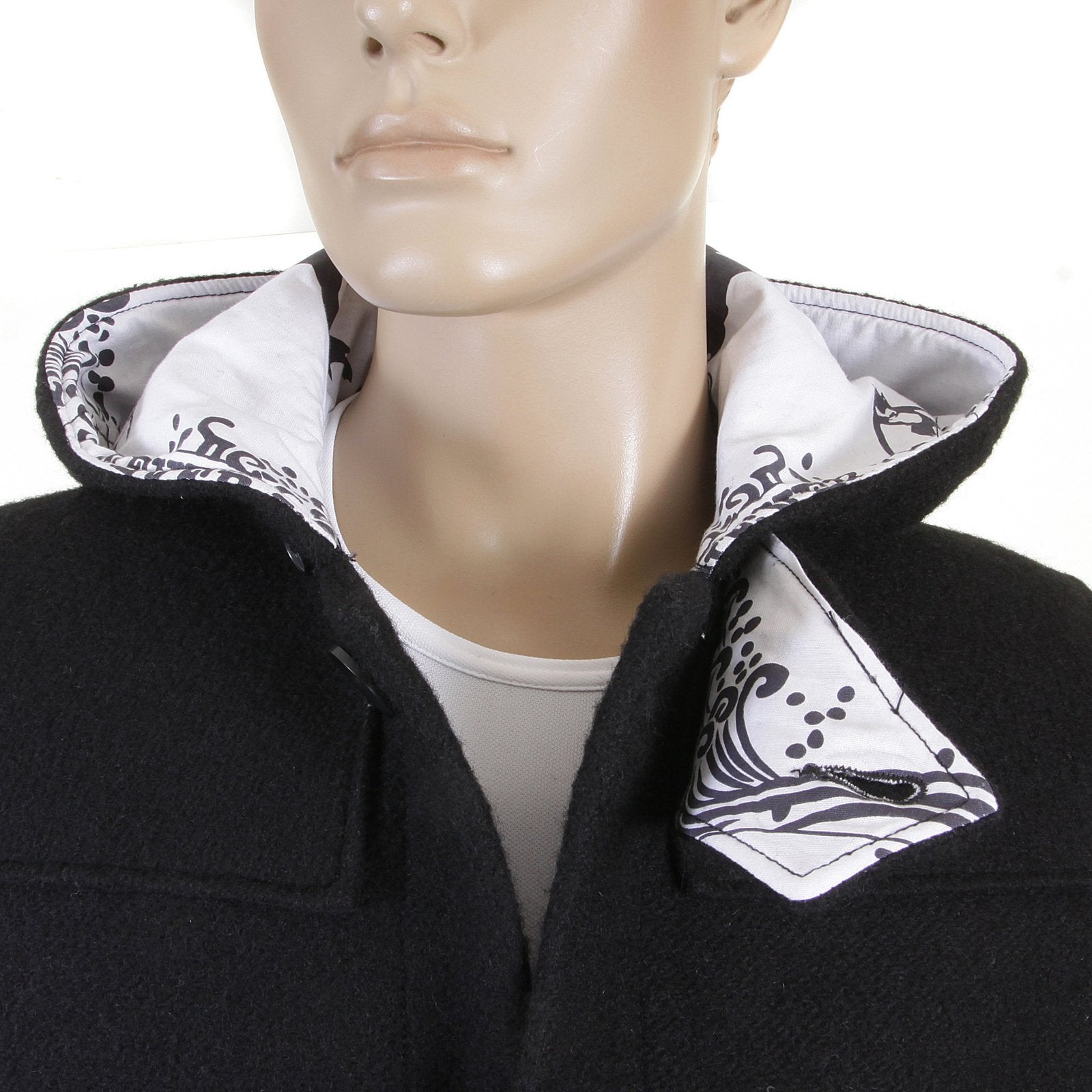 RMC JEANS MENS REGULAR FIT FISHERMANS DUFFLE COAT IN BLACK WOOL RMC2336