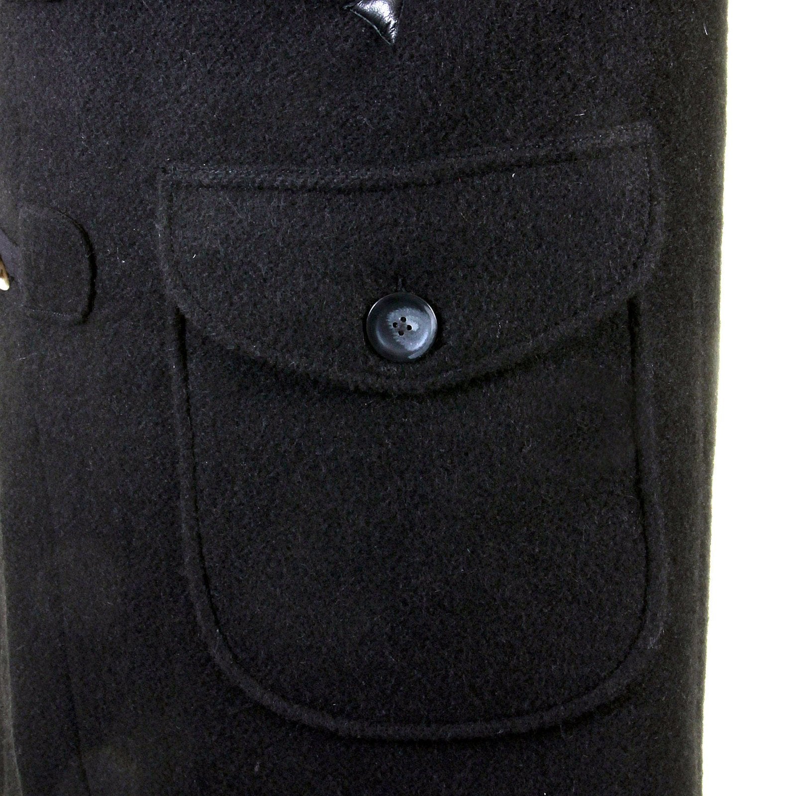 RMC JEANS MENS REGULAR FIT FISHERMANS DUFFLE COAT IN BLACK WOOL RMC2336