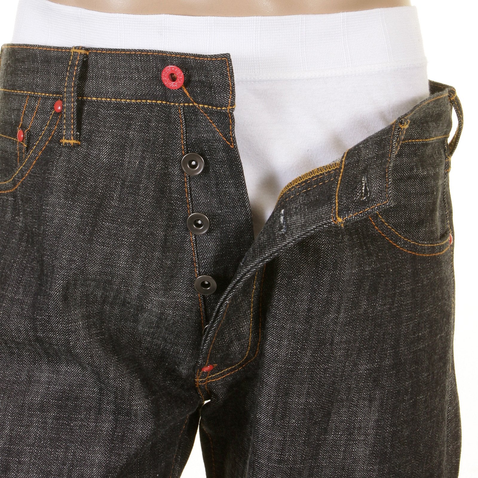 RMC SUPER EXCLUSIVE MKWS 9TH ANNIVERSARY MIZUHIKI RQP11104 BLACK UNWASHED SELVEDGE RAW DENIM JEANS REDM1205