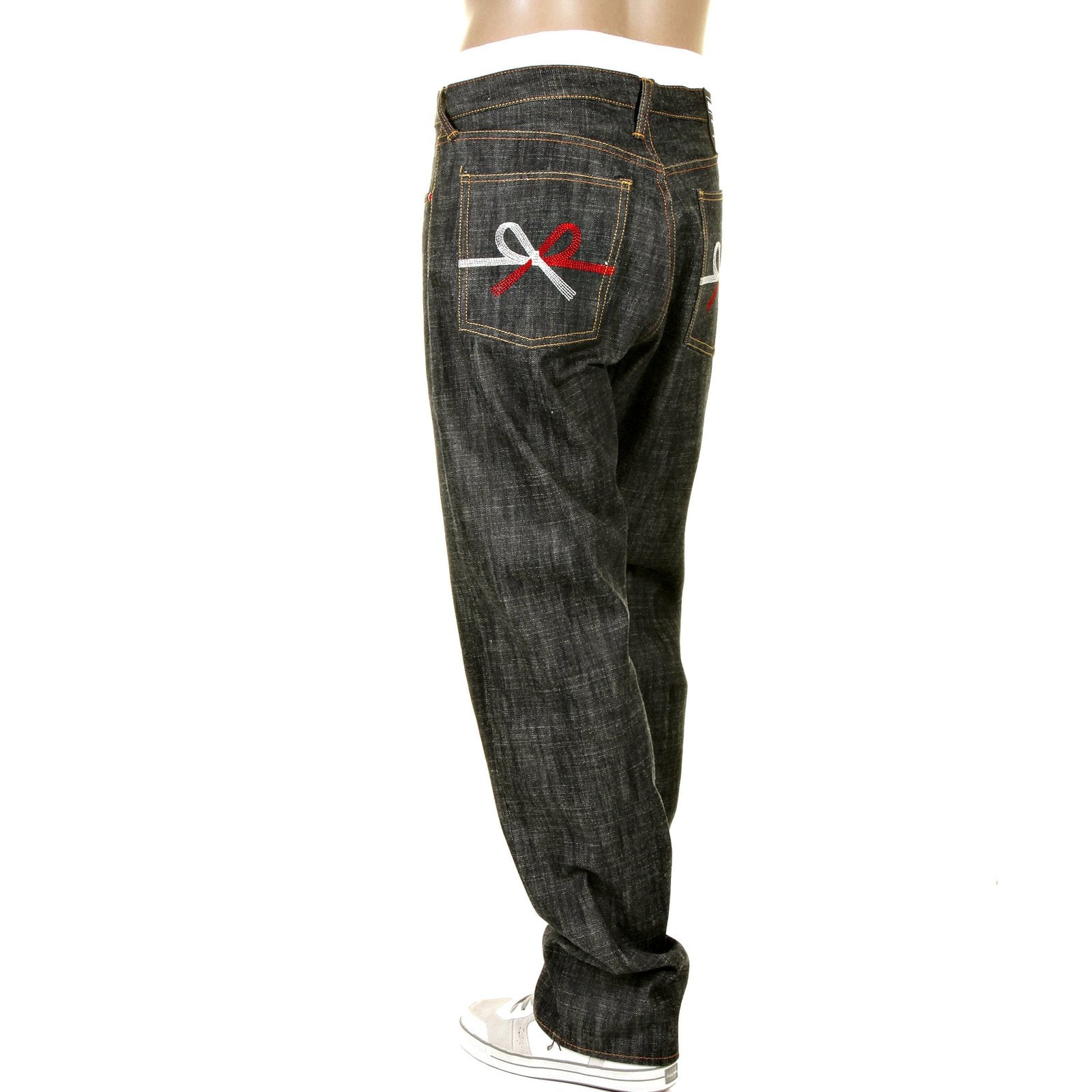 RMC SUPER EXCLUSIVE MKWS 9TH ANNIVERSARY MIZUHIKI RQP11104 BLACK UNWASHED SELVEDGE RAW DENIM JEANS REDM1205