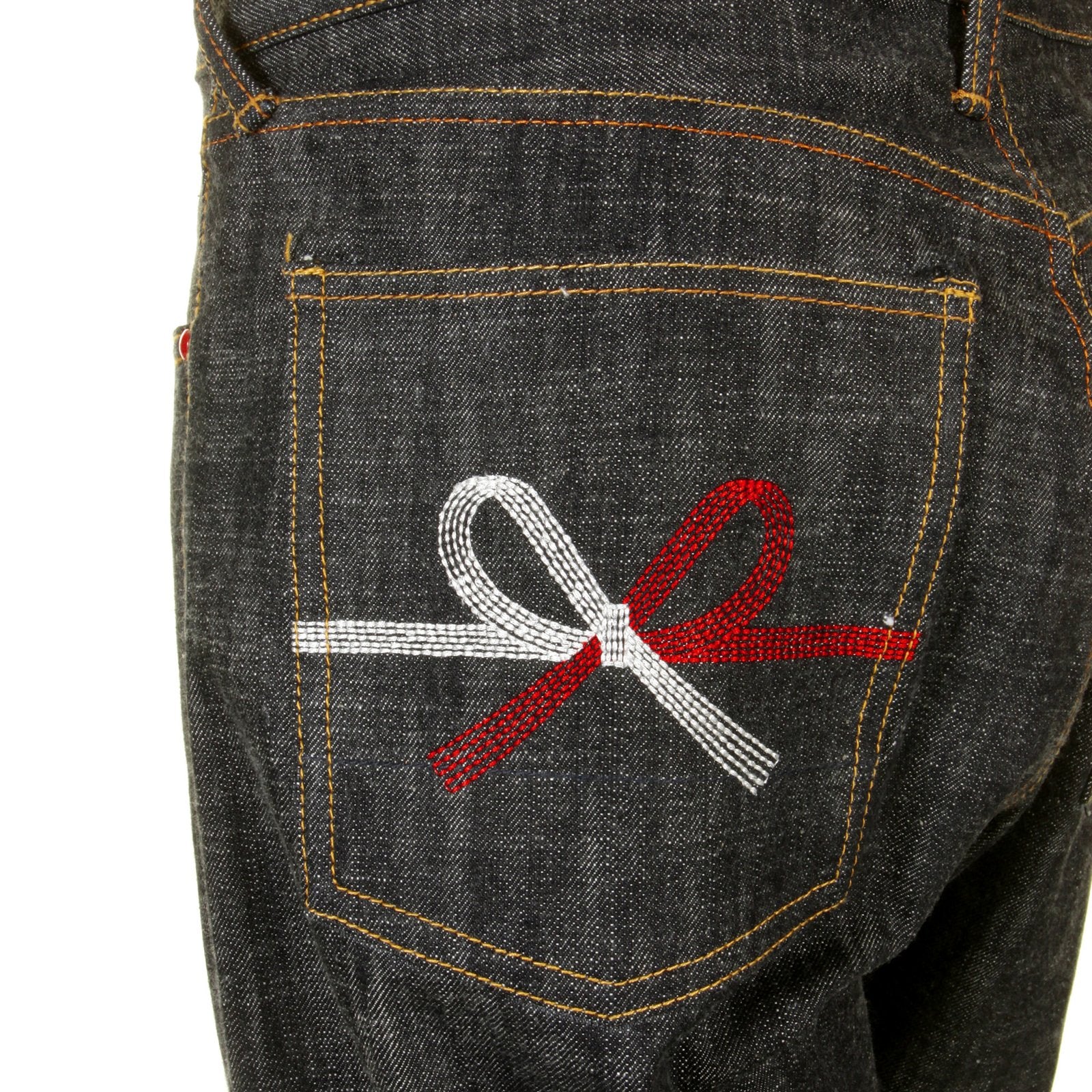 RMC SUPER EXCLUSIVE MKWS 9TH ANNIVERSARY MIZUHIKI RQP11104 BLACK UNWASHED SELVEDGE RAW DENIM JEANS REDM1205