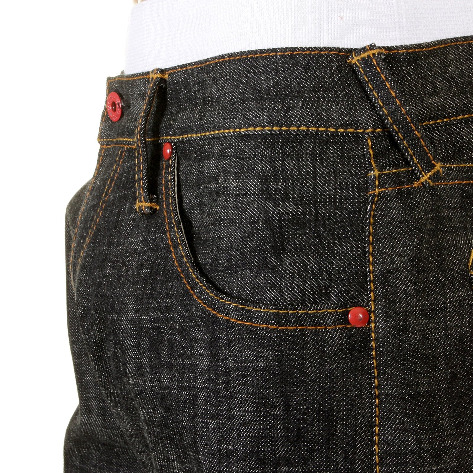 RMC SUPER EXCLUSIVE MKWS 9TH ANNIVERSARY MIZUHIKI RQP11104 BLACK UNWASHED SELVEDGE RAW DENIM JEANS REDM1205