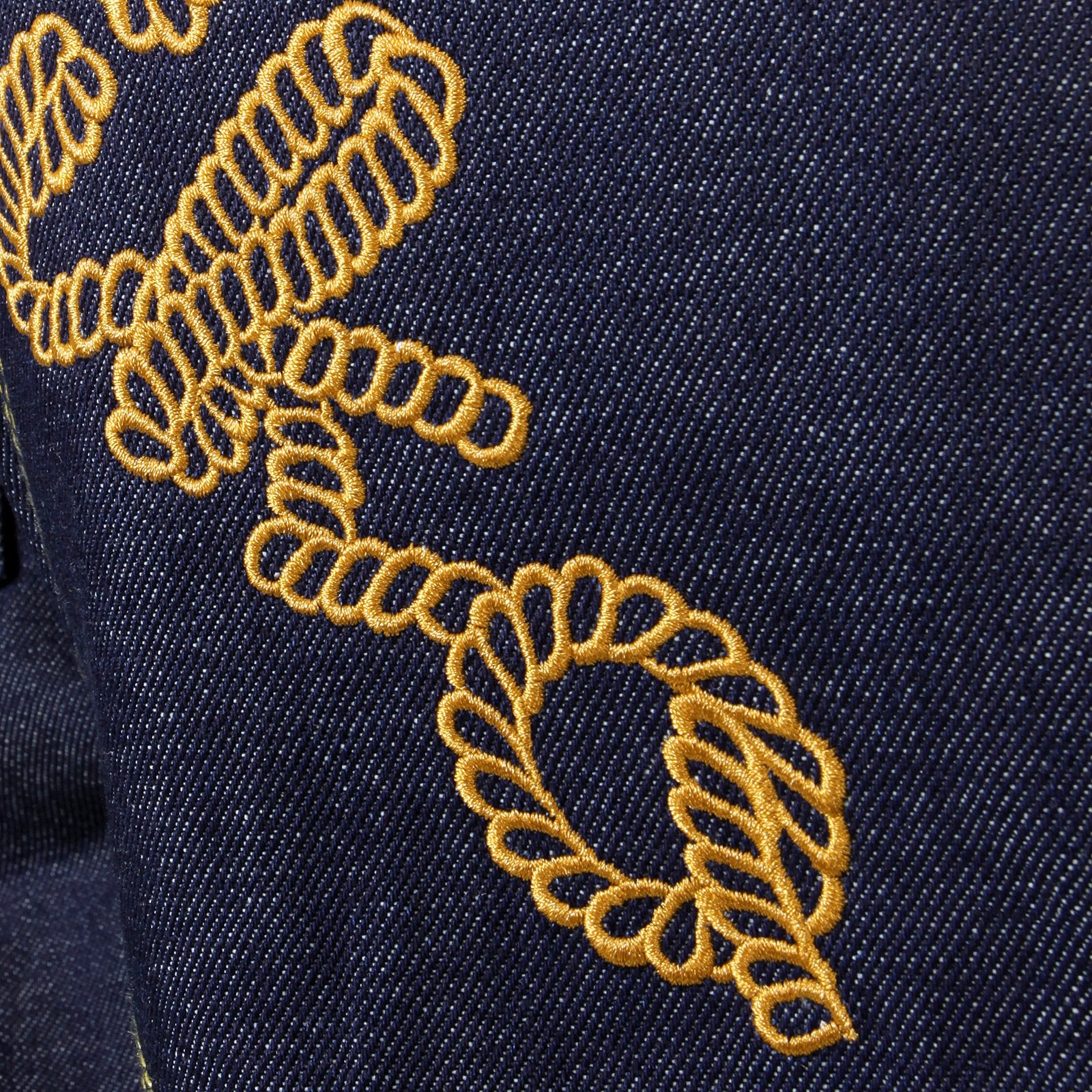 RMC JEANS X YOROPIKO RAW RQP11090 SELVEDGE INDIGO DENIM JEANS WITH CHAIN STITCH EMBROIDERY REDM1210