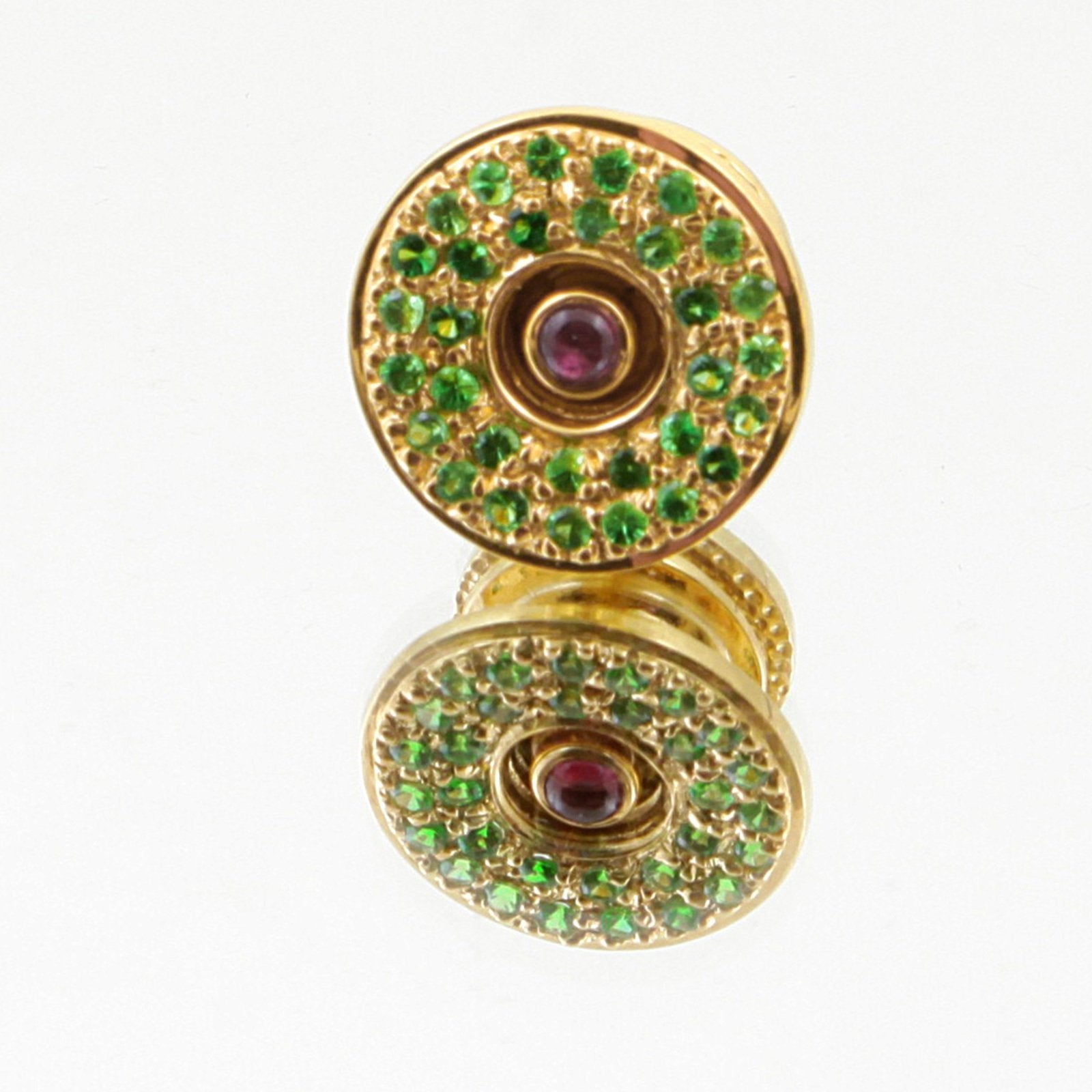 RMC JEANS CUSTOM MADE PRECIOUS STONE GREEN GARNET GIFT BOX BUTTON SET RMC2380
