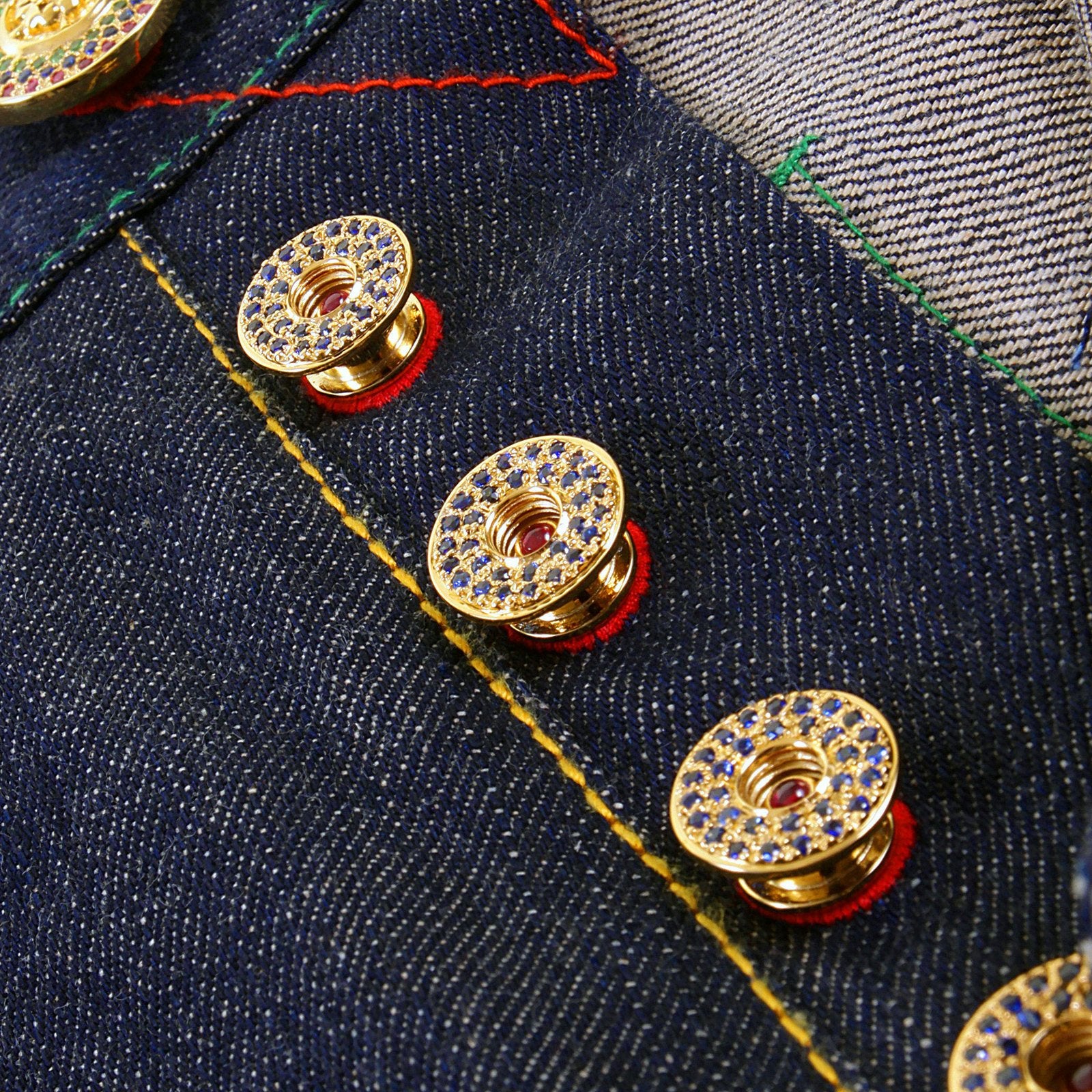 RMC JEANS BLUE SAPPHIRE CUSTOM MADE PRECIOUS STONE GIFT BOX BUTTON SET RMC2369