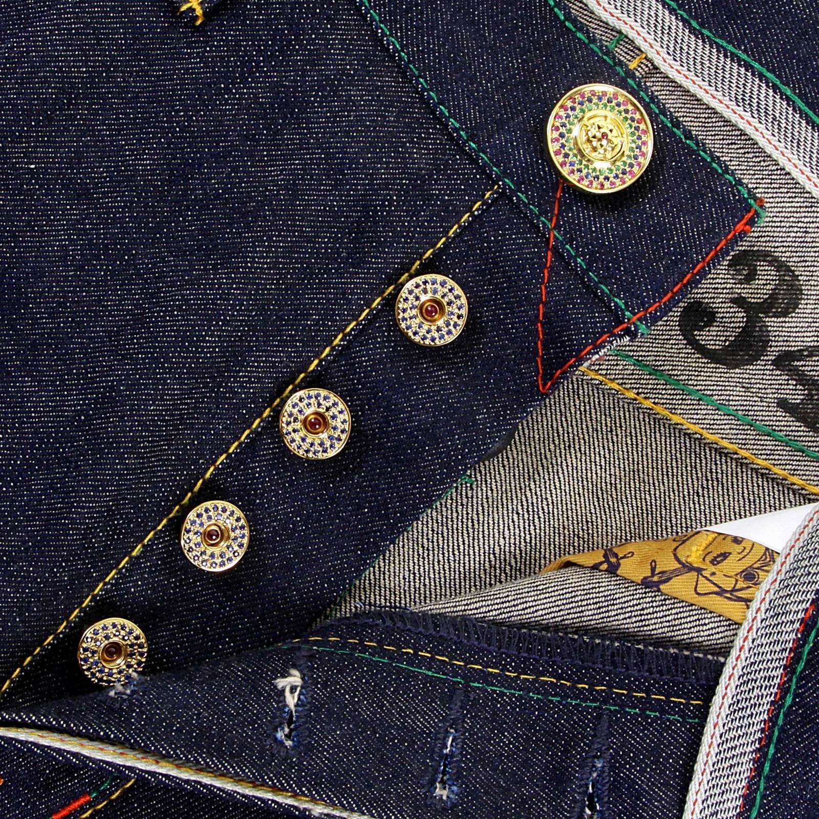 RMC JEANS BLUE SAPPHIRE CUSTOM MADE PRECIOUS STONE GIFT BOX BUTTON SET RMC2369