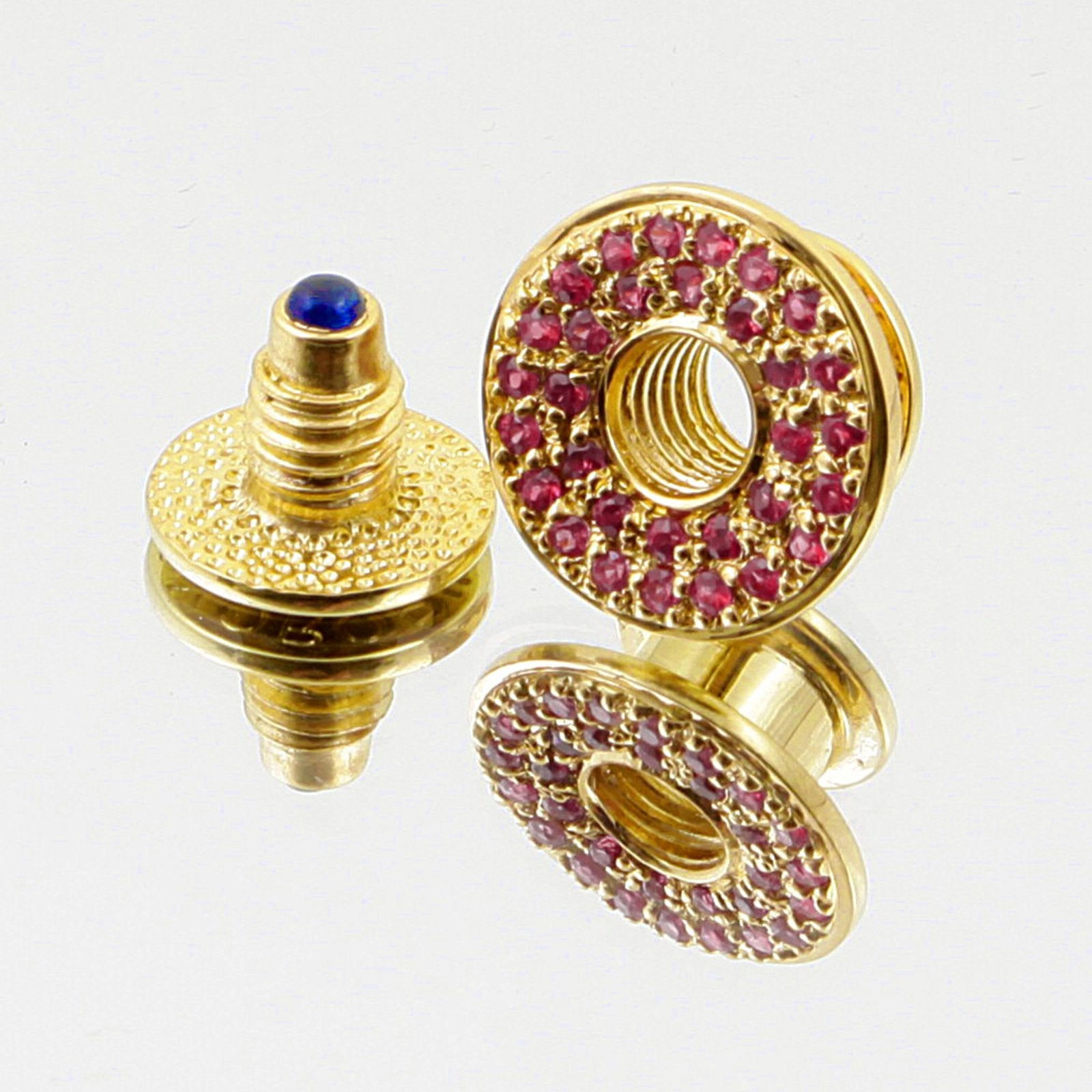 RMC MARTIN KSHOHOH CUSTOM MADE BUTTON SET RUBY BLUE SAPPHIRE GIFT BOX RMC2340