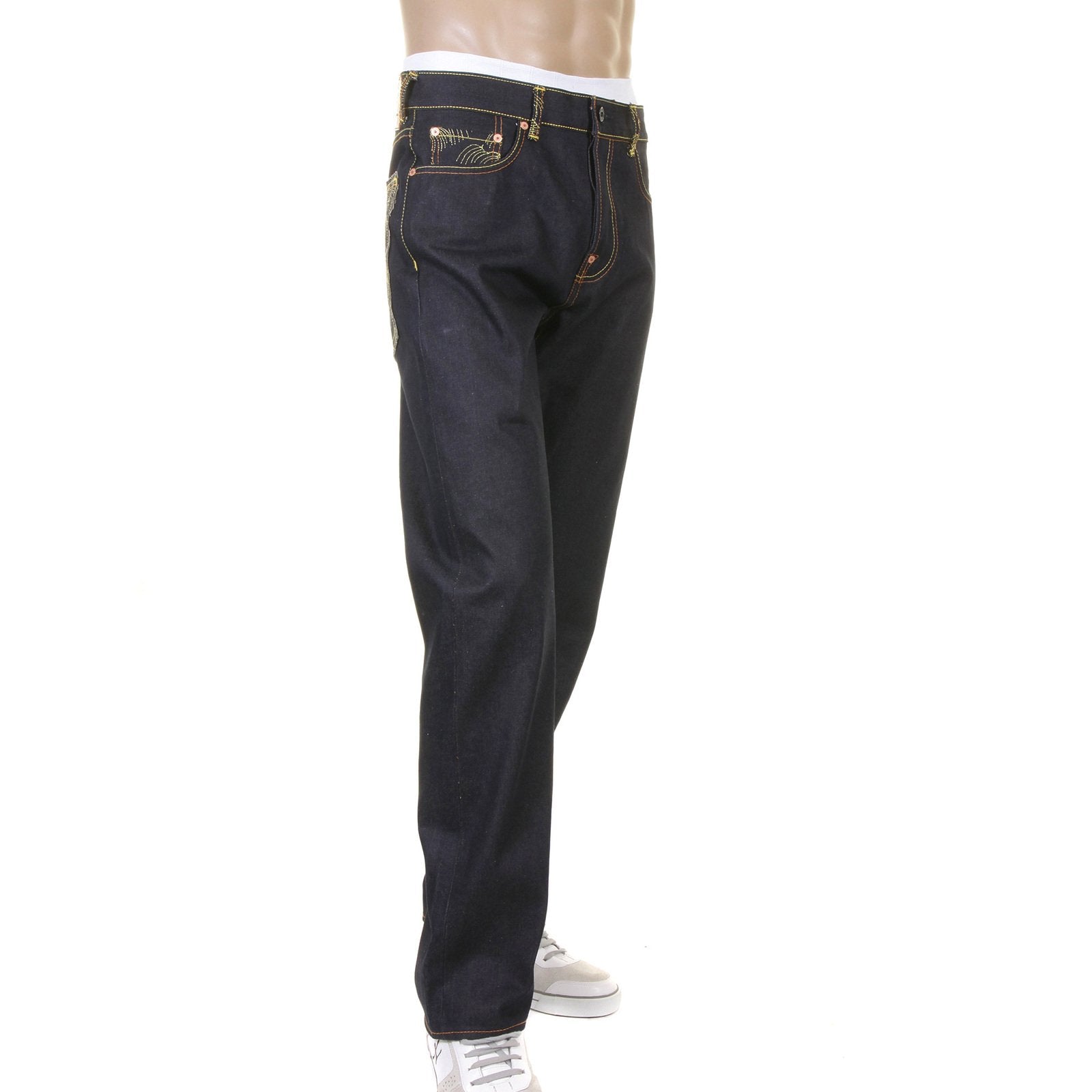 RMC JEANS LAS VEGAS 1001 MODEL SLIMMER CUT DARK INDIGO RMC WINNER UNWASHED RAW DENIM JEANS WITH SUPER EXCLUSIVE DESIGN RMC1218