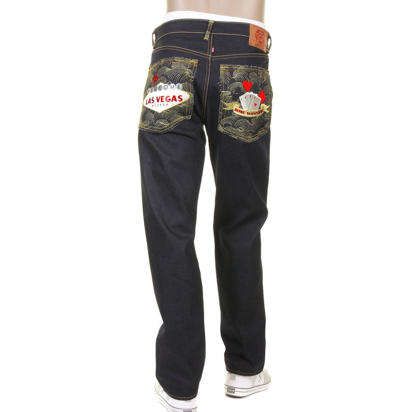 RMC JEANS LAS VEGAS 1001 MODEL SLIMMER CUT DARK INDIGO RMC WINNER UNWASHED RAW DENIM JEANS WITH SUPER EXCLUSIVE DESIGN RMC1218