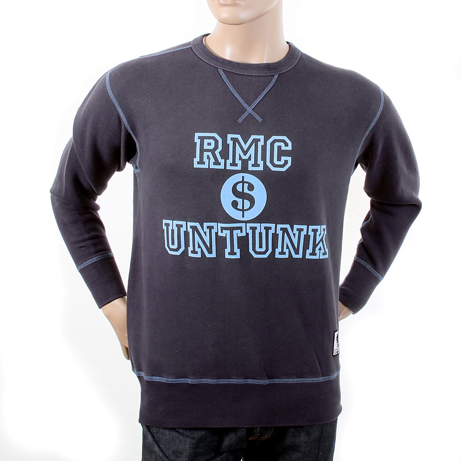 RMC MARTIN KSOHOH WASHED NAVY REGULAR FIT RWH141263 CREWNECK DOLLAR UNTUNK SWEATSHIRT FOR MEN REDM1034