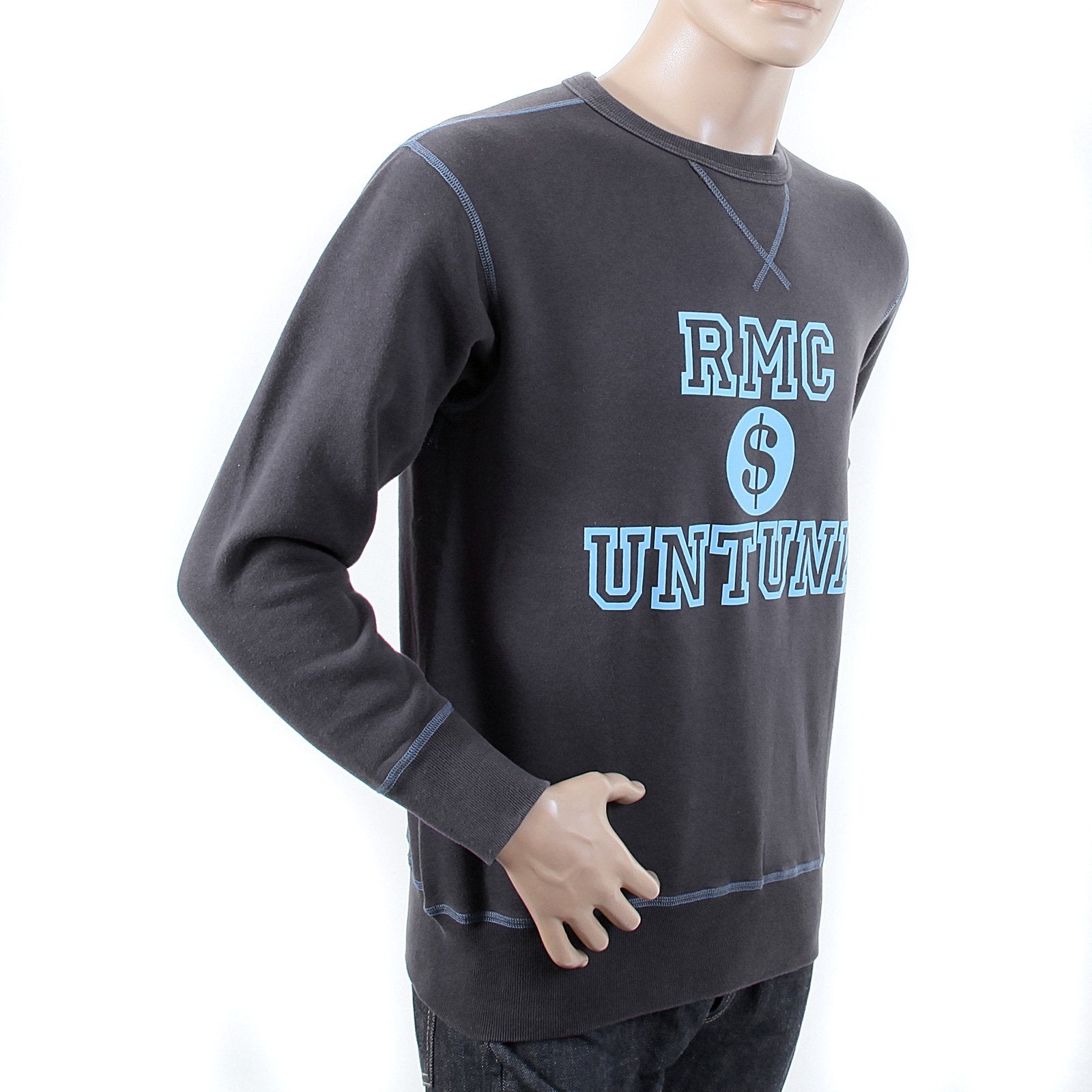 RMC MARTIN KSOHOH WASHED NAVY REGULAR FIT RWH141263 CREWNECK DOLLAR UNTUNK SWEATSHIRT FOR MEN REDM1034