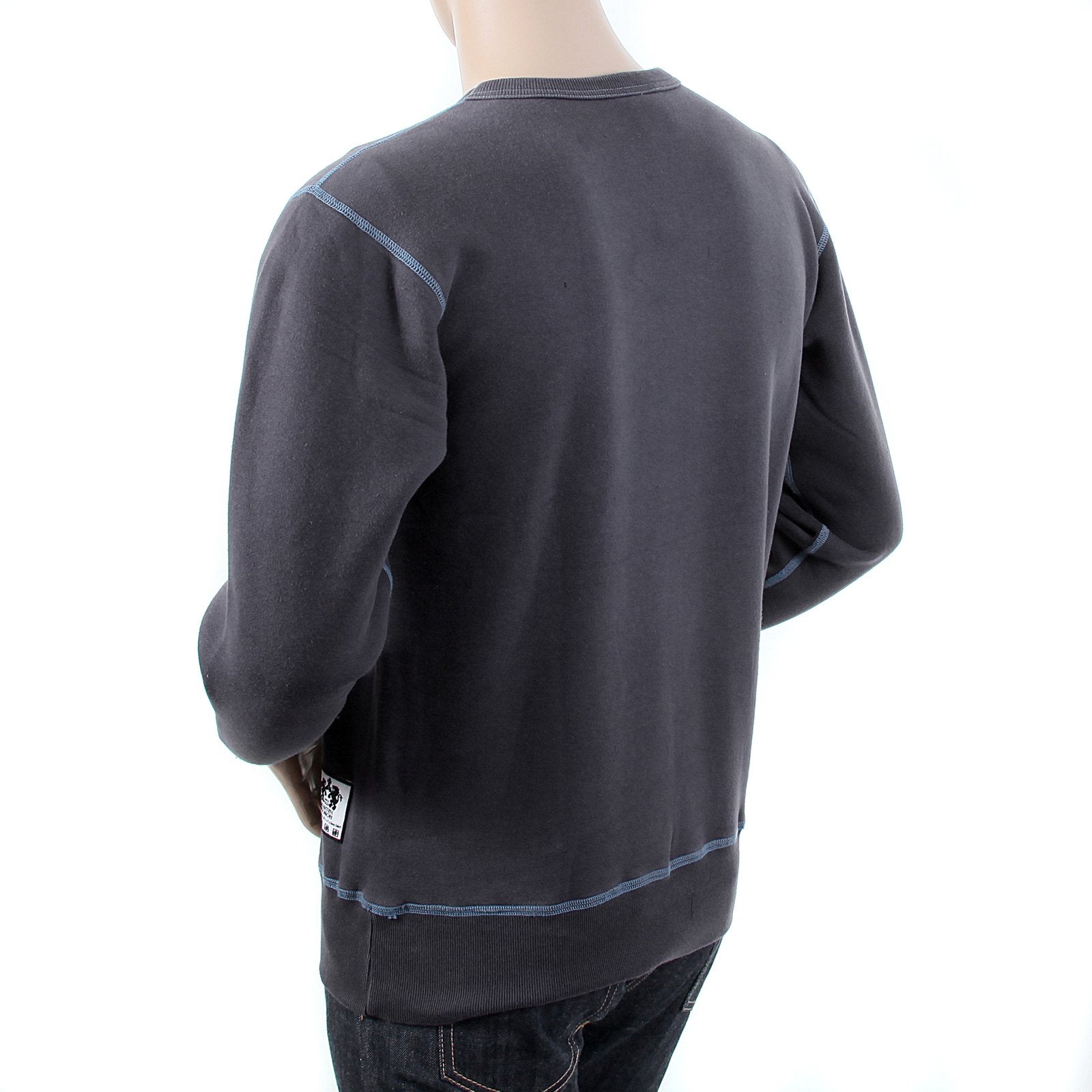 RMC MARTIN KSOHOH WASHED NAVY REGULAR FIT RWH141263 CREWNECK DOLLAR UNTUNK SWEATSHIRT FOR MEN REDM1034