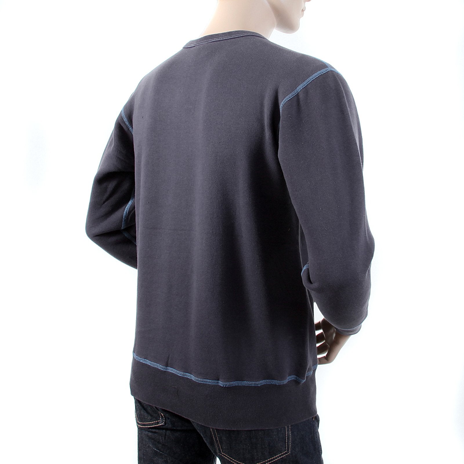 RMC MARTIN KSOHOH WASHED NAVY REGULAR FIT RWH141263 CREWNECK DOLLAR UNTUNK SWEATSHIRT FOR MEN REDM1034