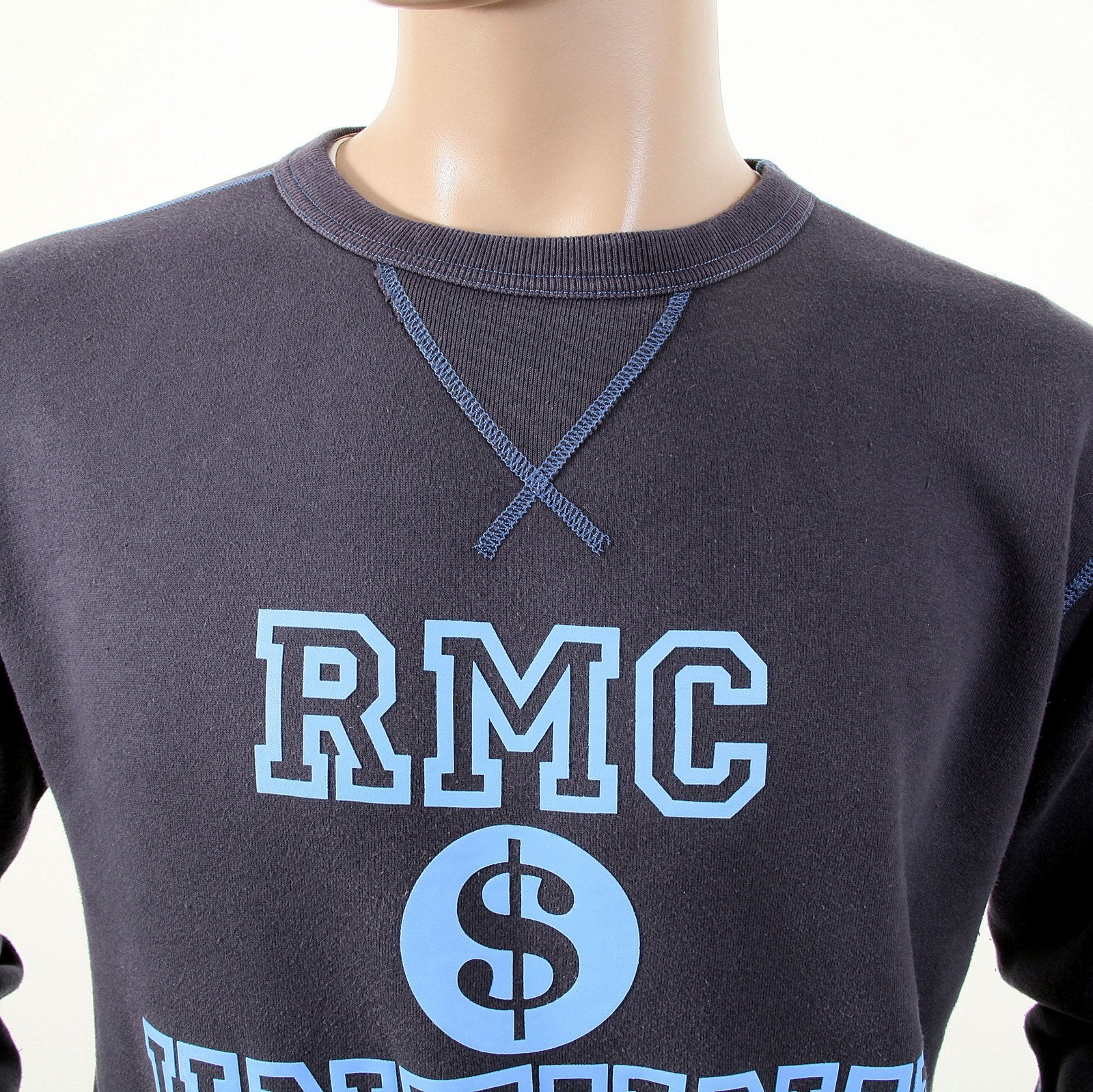 RMC MARTIN KSOHOH WASHED NAVY REGULAR FIT RWH141263 CREWNECK DOLLAR UNTUNK SWEATSHIRT FOR MEN REDM1034