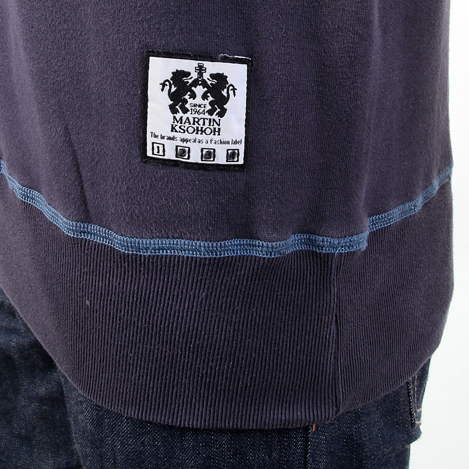 RMC MARTIN KSOHOH WASHED NAVY REGULAR FIT RWH141263 CREWNECK DOLLAR UNTUNK SWEATSHIRT FOR MEN REDM1034