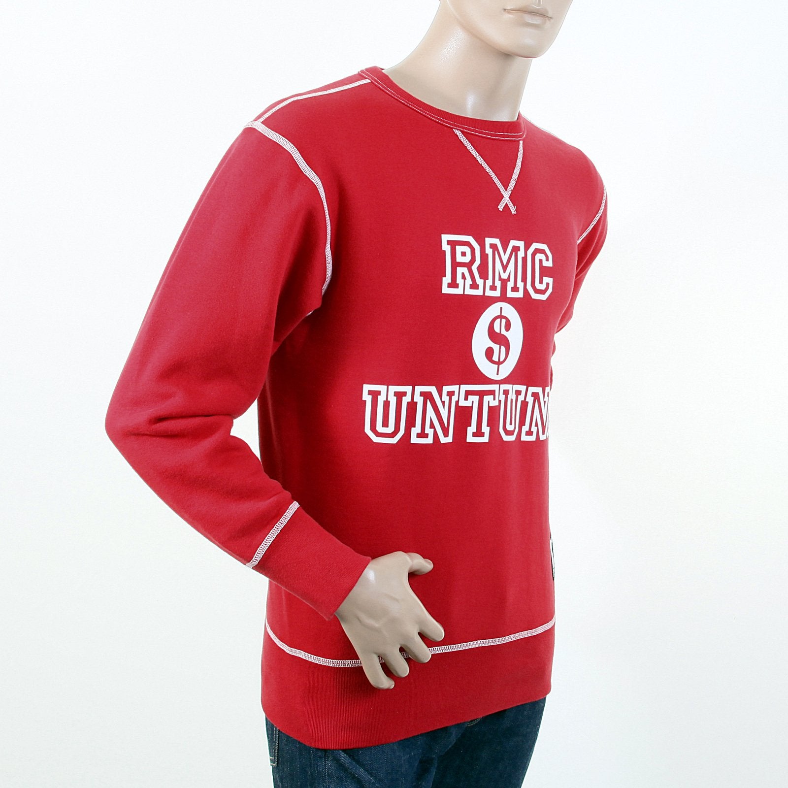RMC MARTIN KSOHOH WASHED RED REGULAR FIT RWH141263 CREWNECK DOLLAR UNTUNK SWEATSHIRT FOR MEN REDM1033