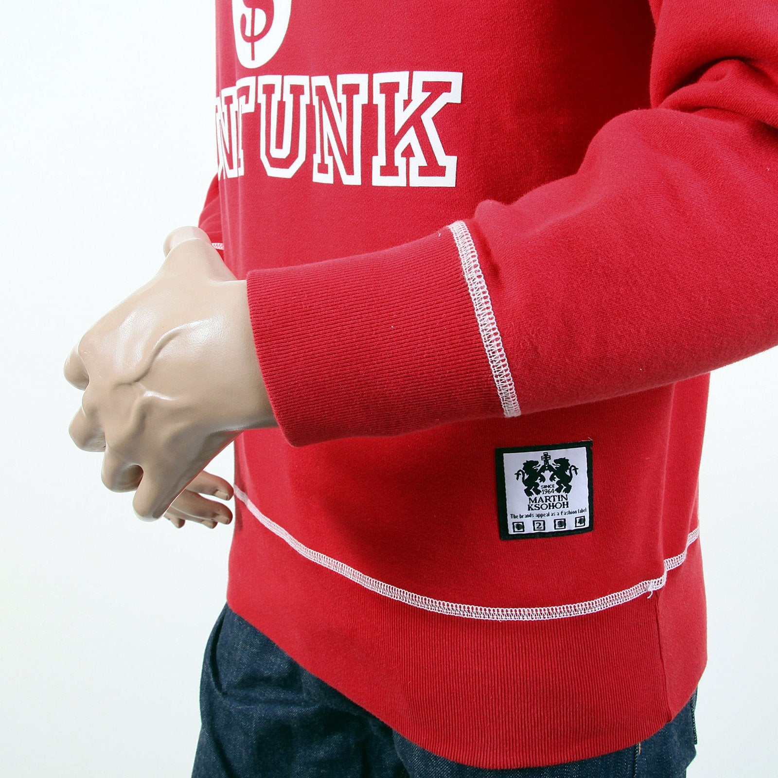 RMC MARTIN KSOHOH WASHED RED REGULAR FIT RWH141263 CREWNECK DOLLAR UNTUNK SWEATSHIRT FOR MEN REDM1033