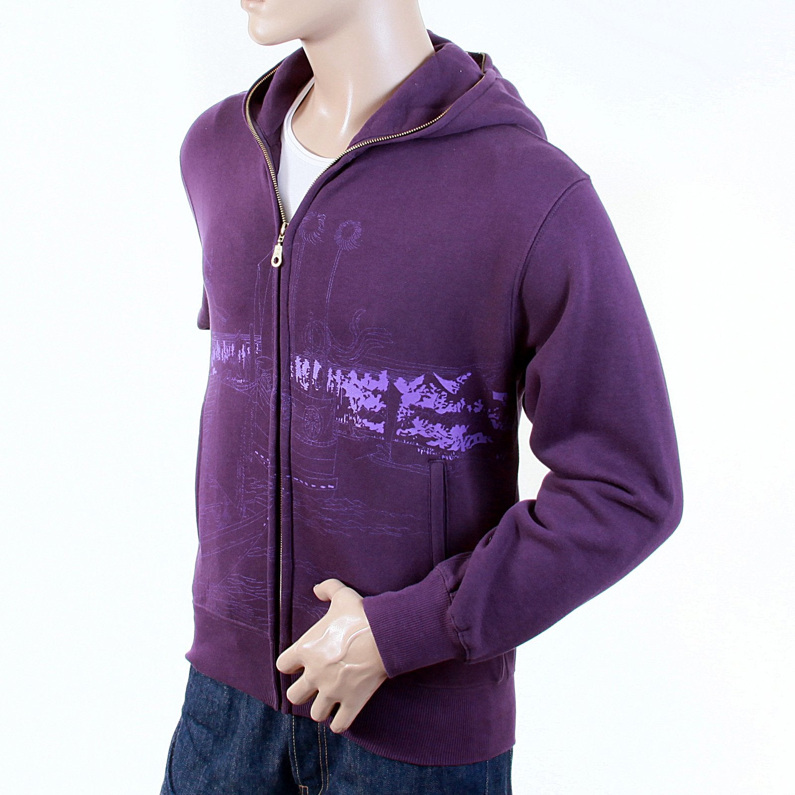 RMC MARTIN KSOHOH REGULAR FIT PURPLE RJK141162 TOYO STORY BRIDGE HOODED SWEATSHIRT FOR MEN REDM1068