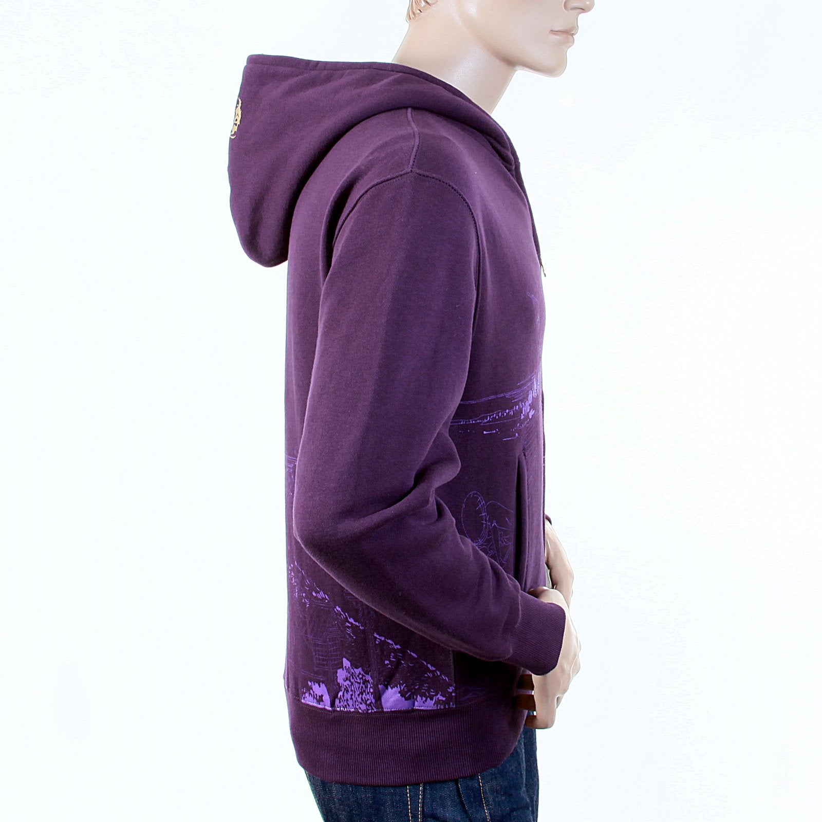 RMC MARTIN KSOHOH REGULAR FIT PURPLE RJK141162 TOYO STORY BRIDGE HOODED SWEATSHIRT FOR MEN REDM1068
