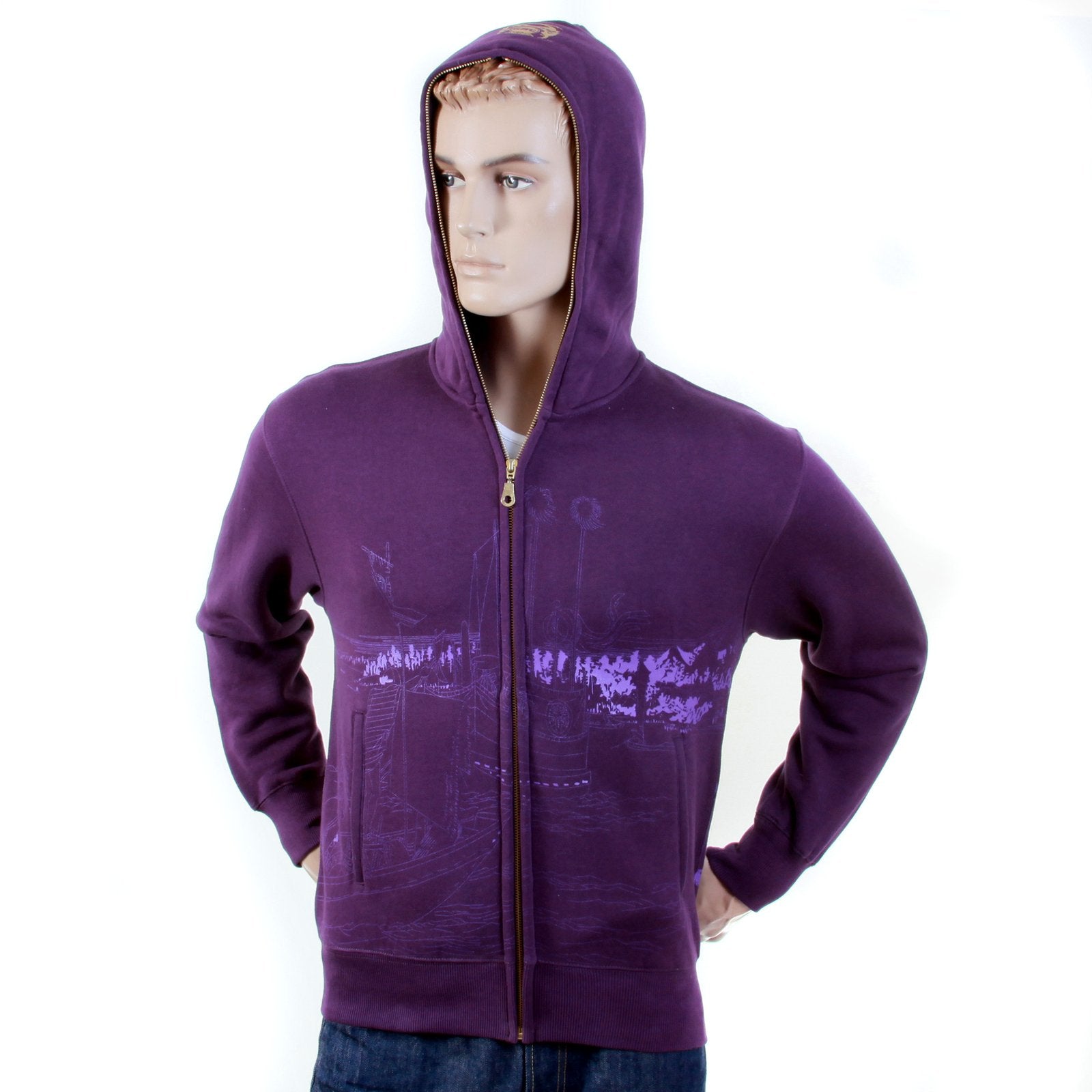 RMC MARTIN KSOHOH REGULAR FIT PURPLE RJK141162 TOYO STORY BRIDGE HOODED SWEATSHIRT FOR MEN REDM1068