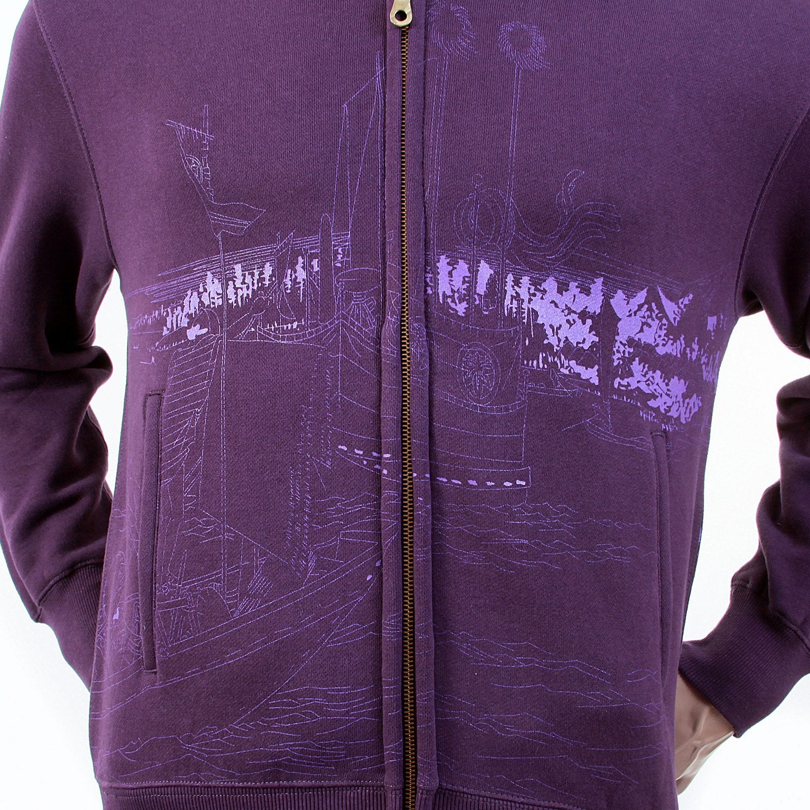 RMC MARTIN KSOHOH REGULAR FIT PURPLE RJK141162 TOYO STORY BRIDGE HOODED SWEATSHIRT FOR MEN REDM1068